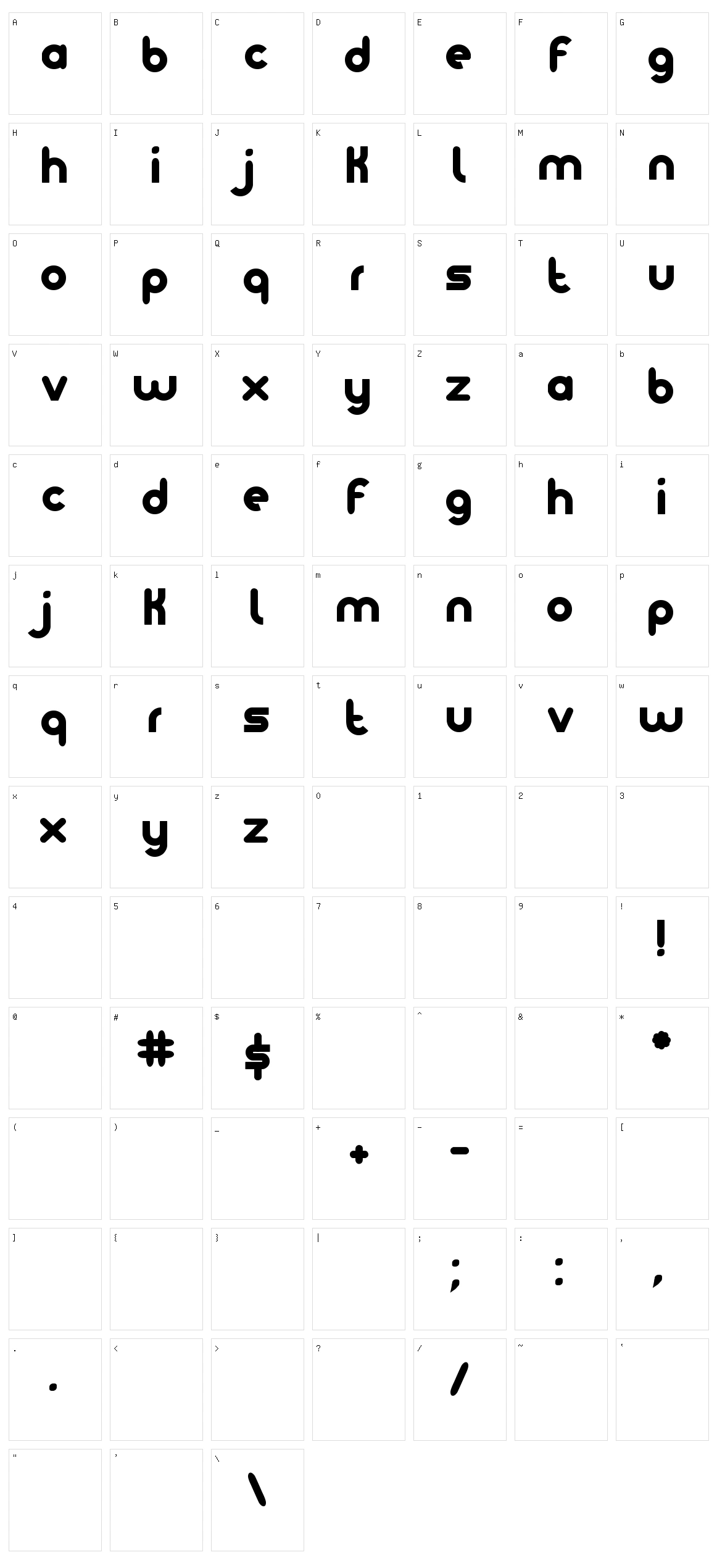 Noteame Character Set