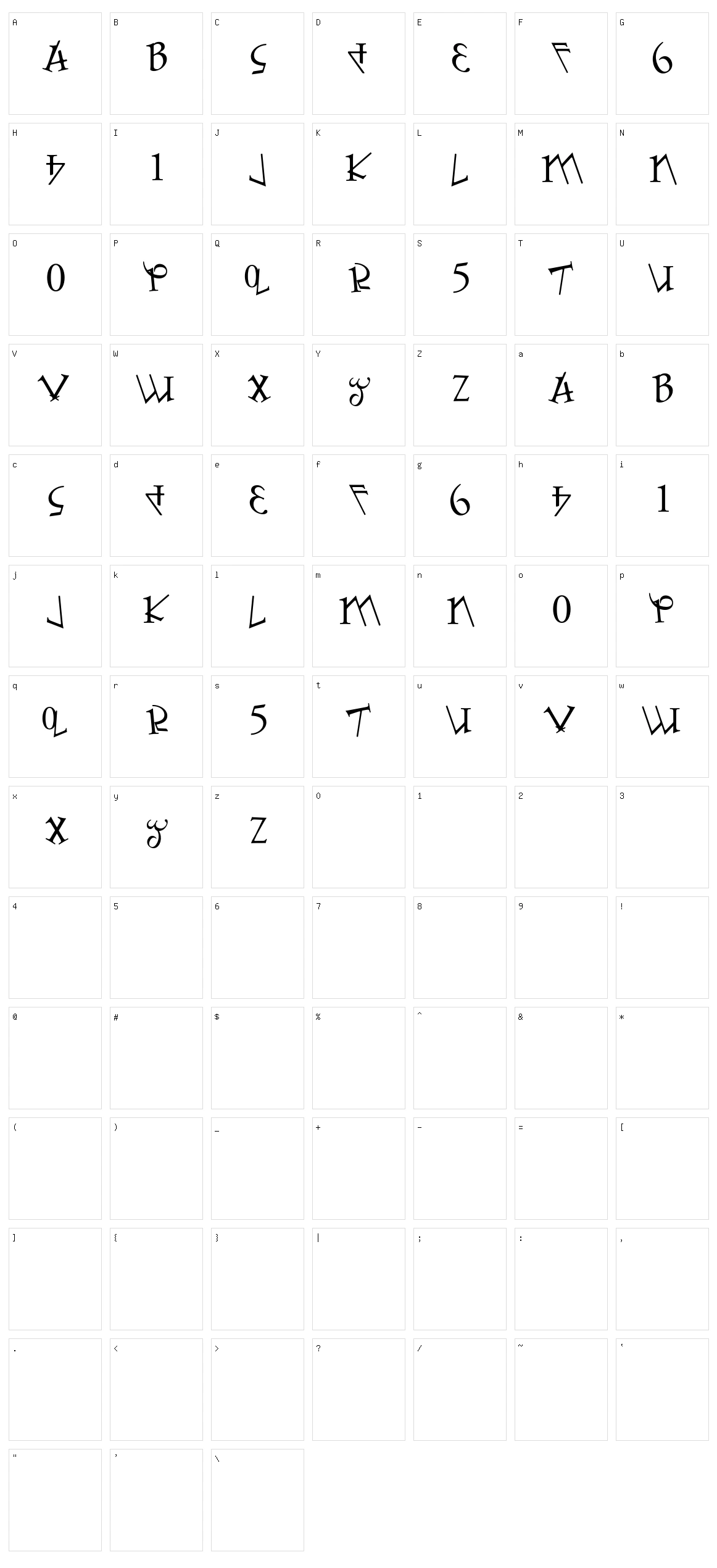 Numbafont Character Set