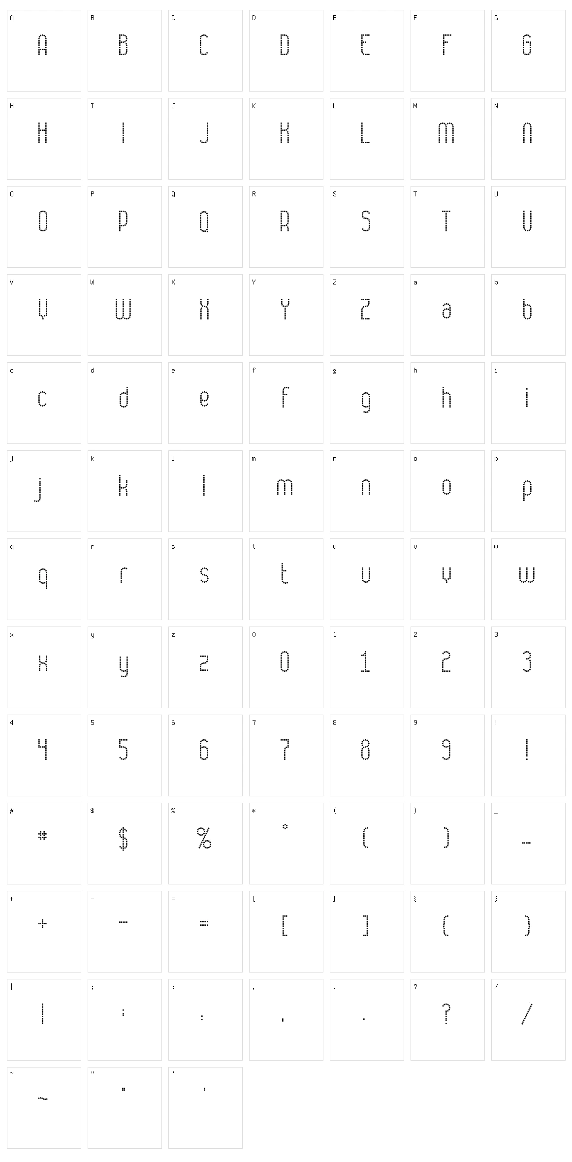 Numbat Character Set