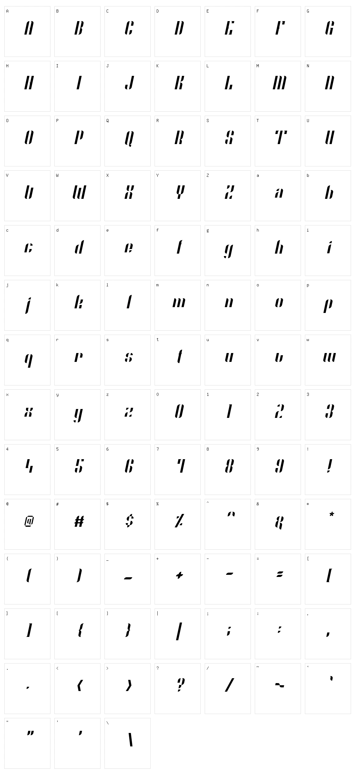 O'Line Character Set