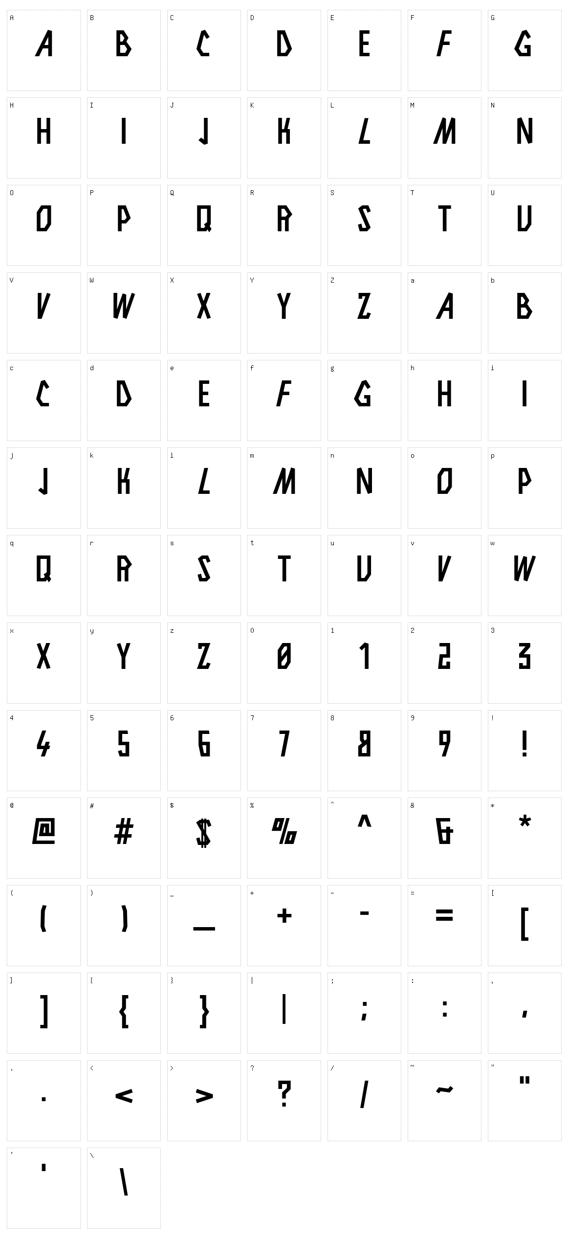 Obacht Character Set