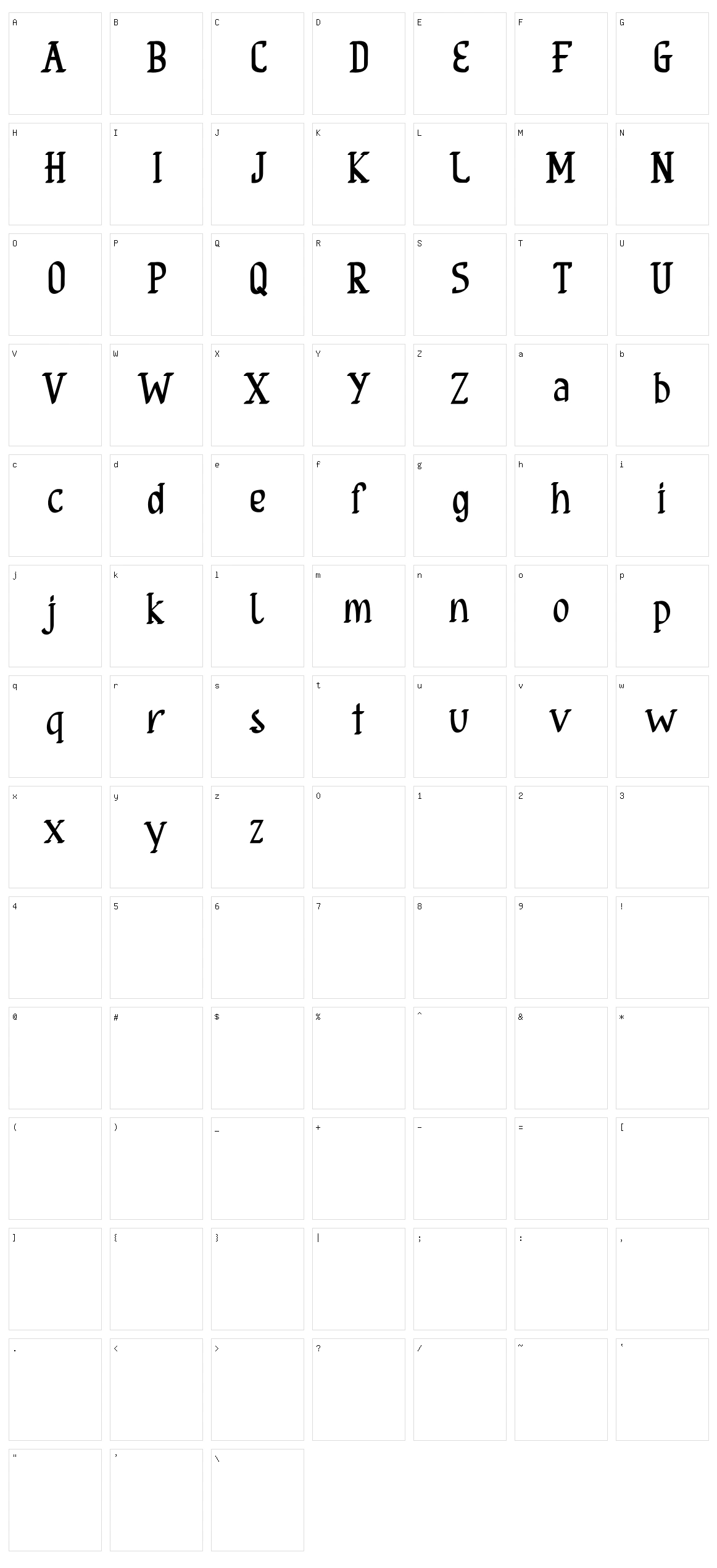 Olios Character Set