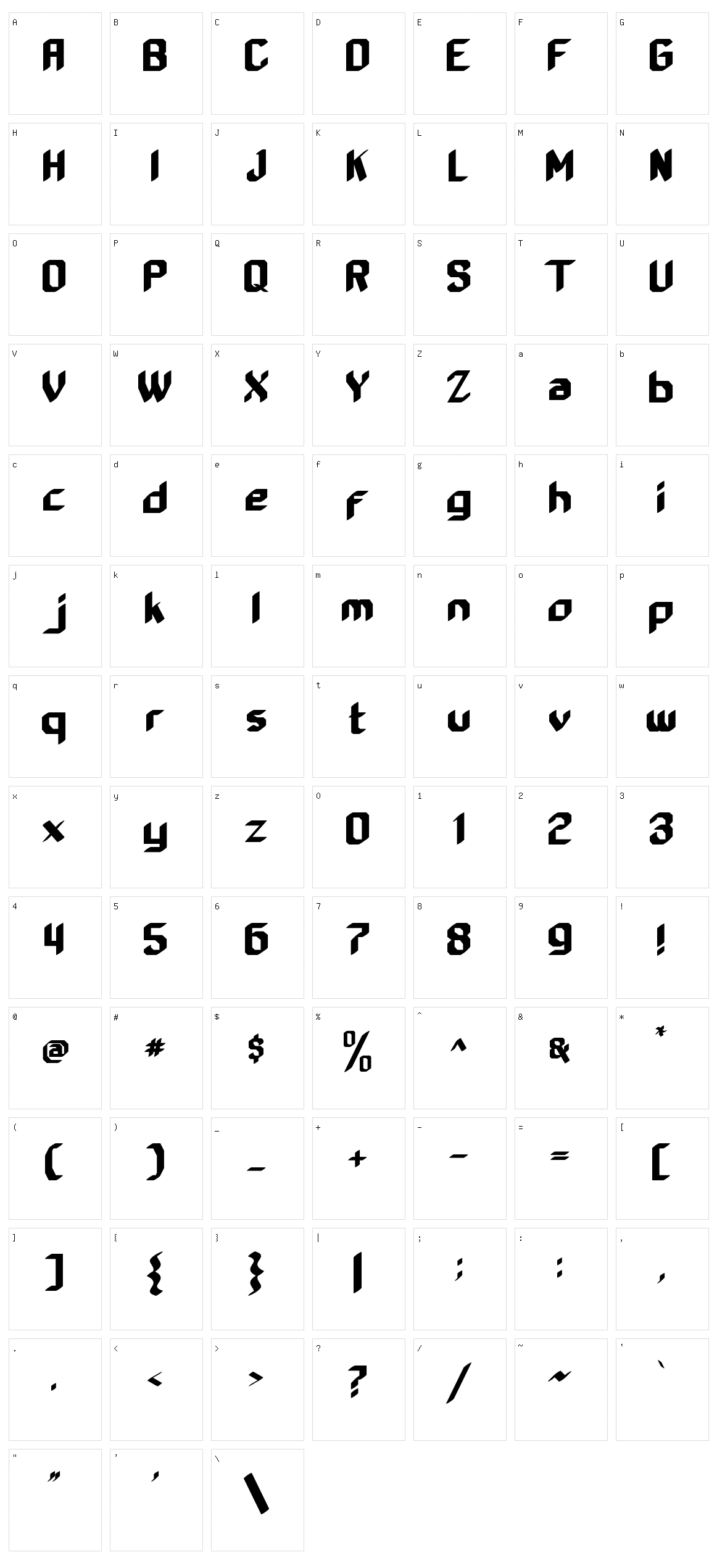 Olvo Character Set
