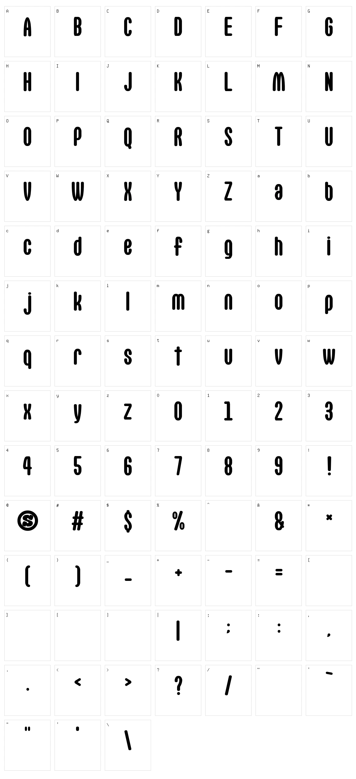 Omotenashi G Character Set