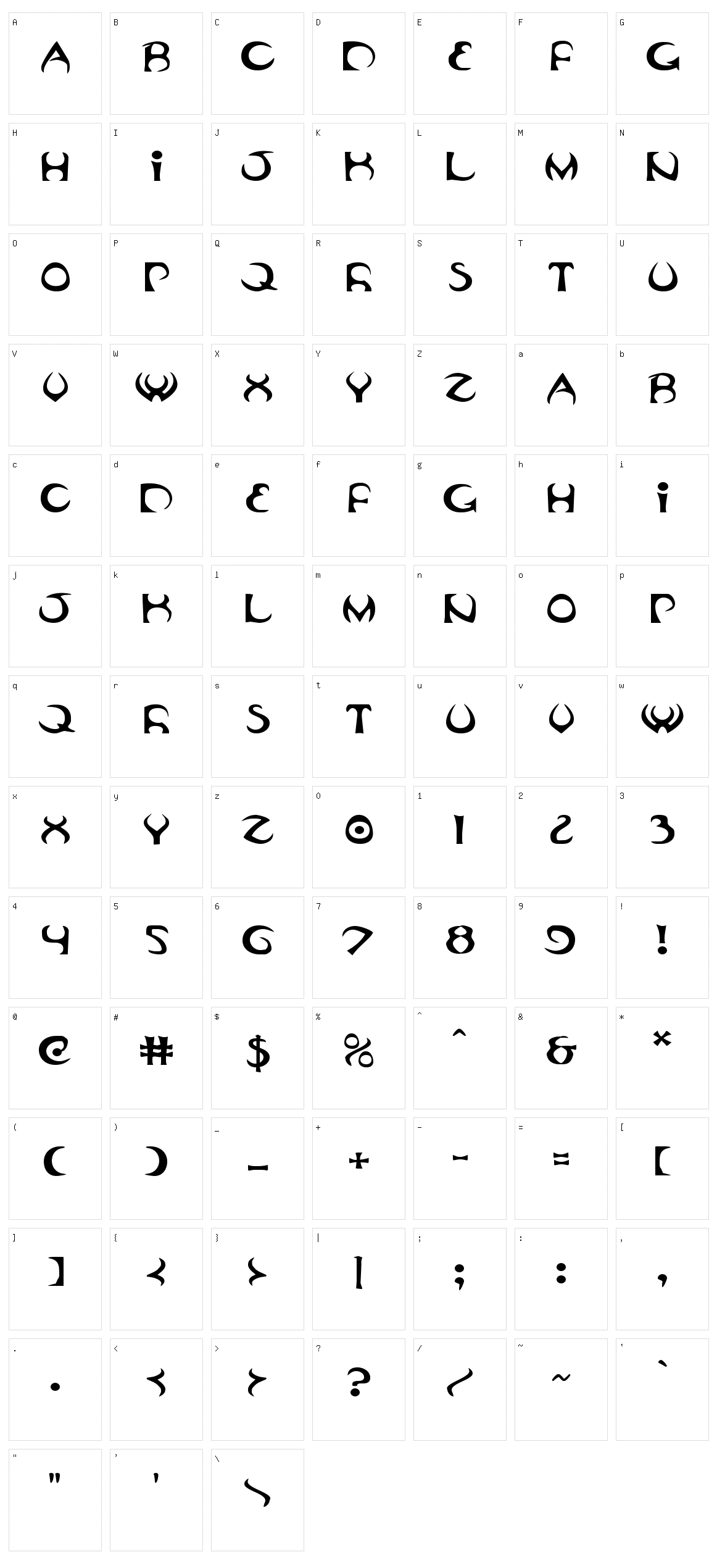 Oubliette Character Set
