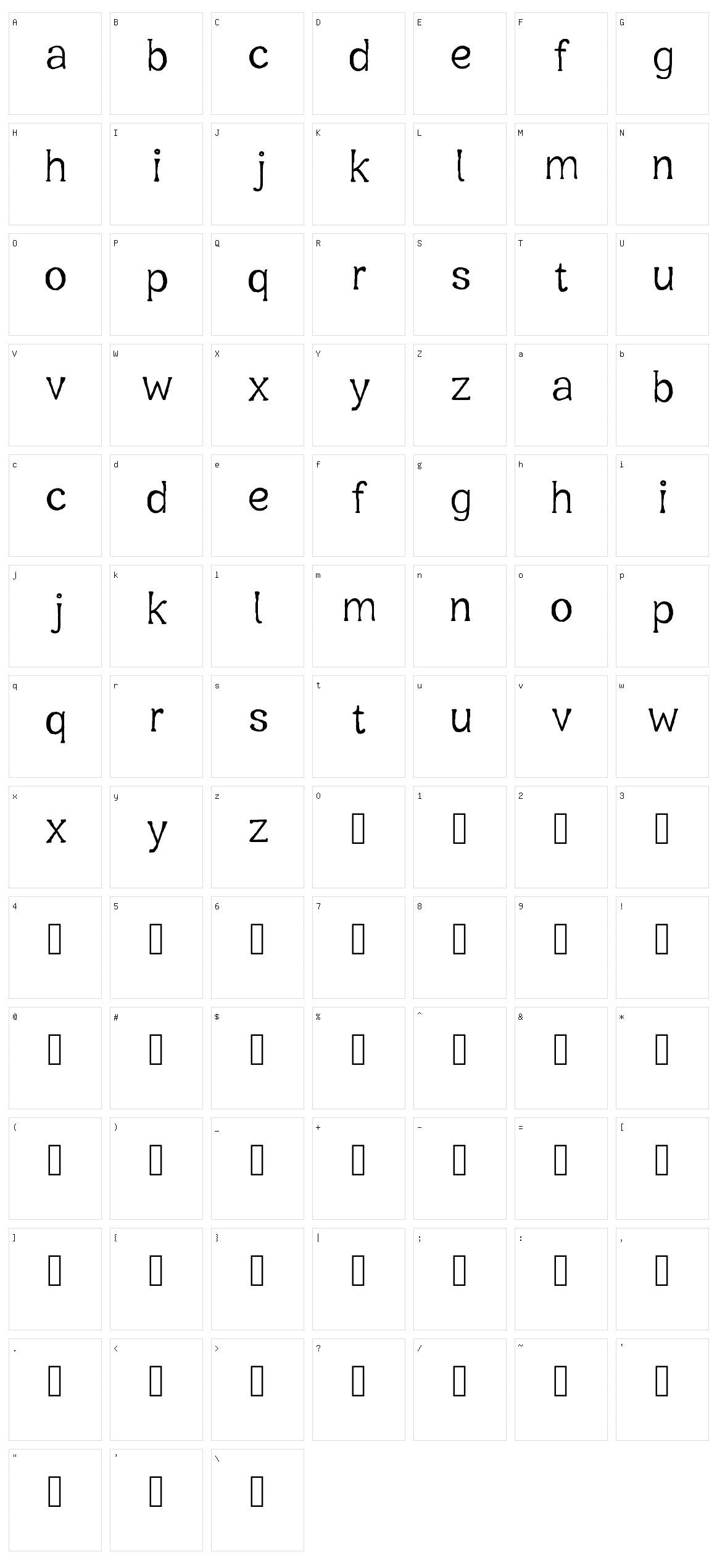 Oxygetrompal Character Set