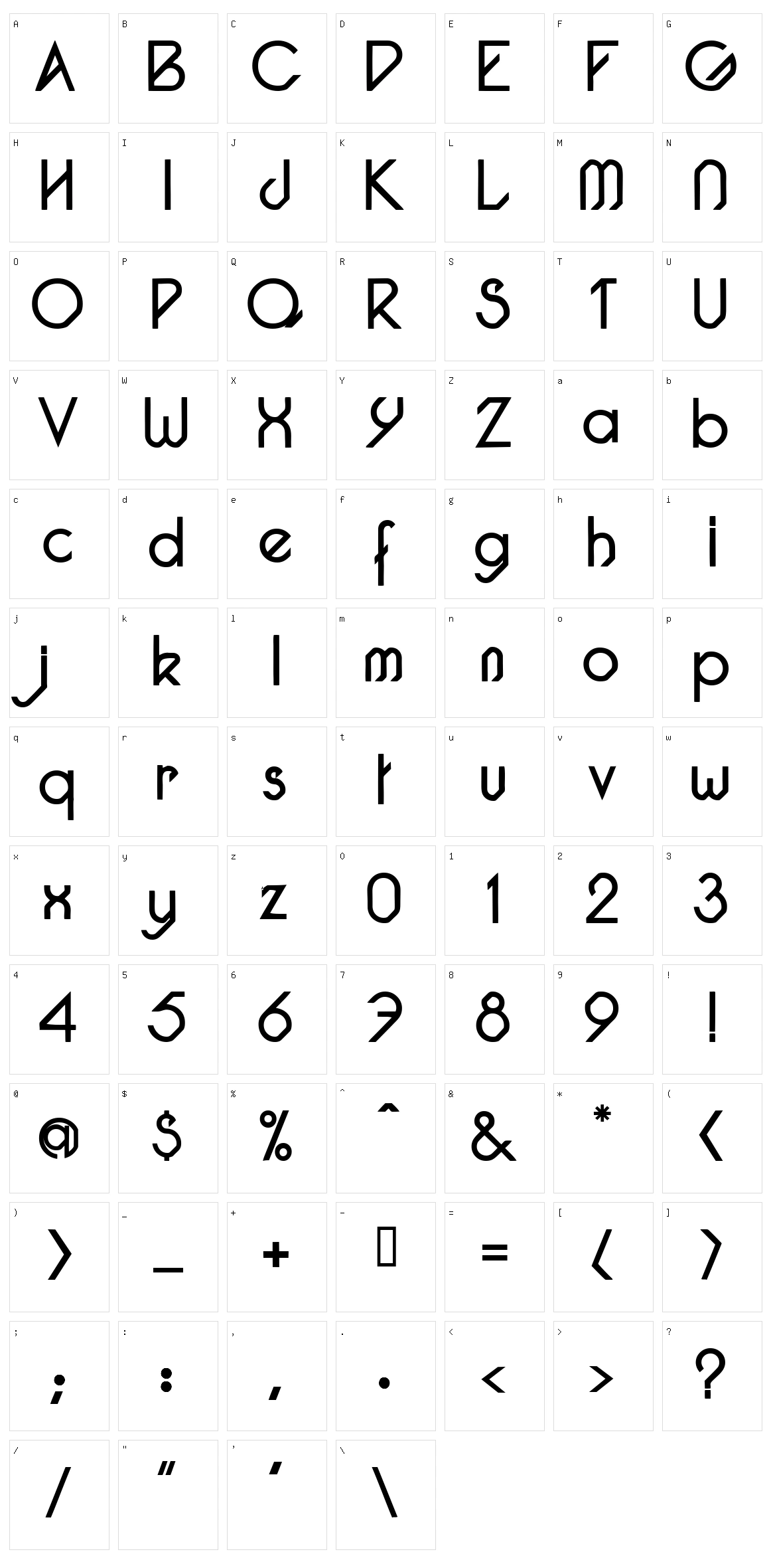 Pacotille Character Set