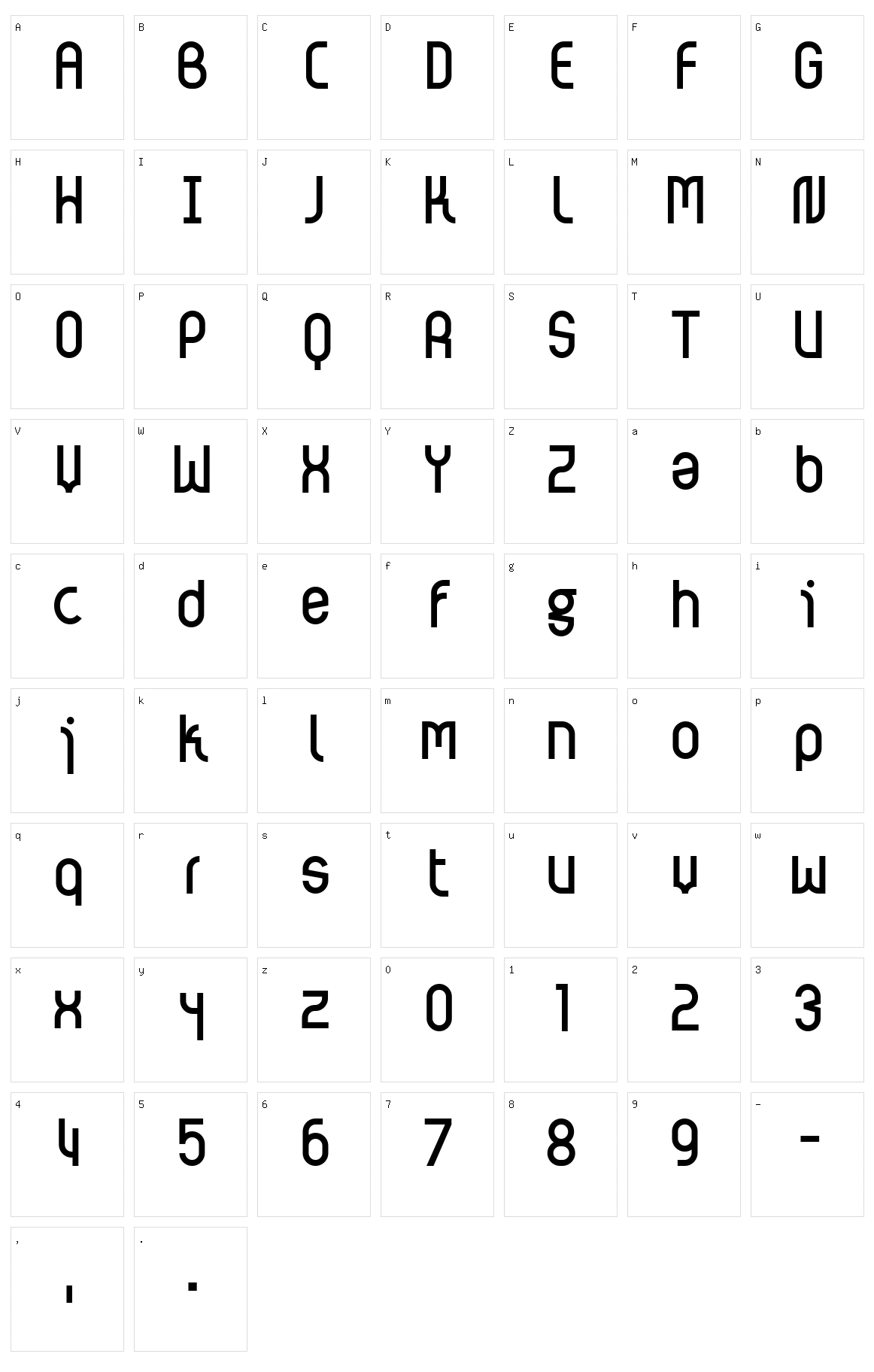 Page Bash Character Set