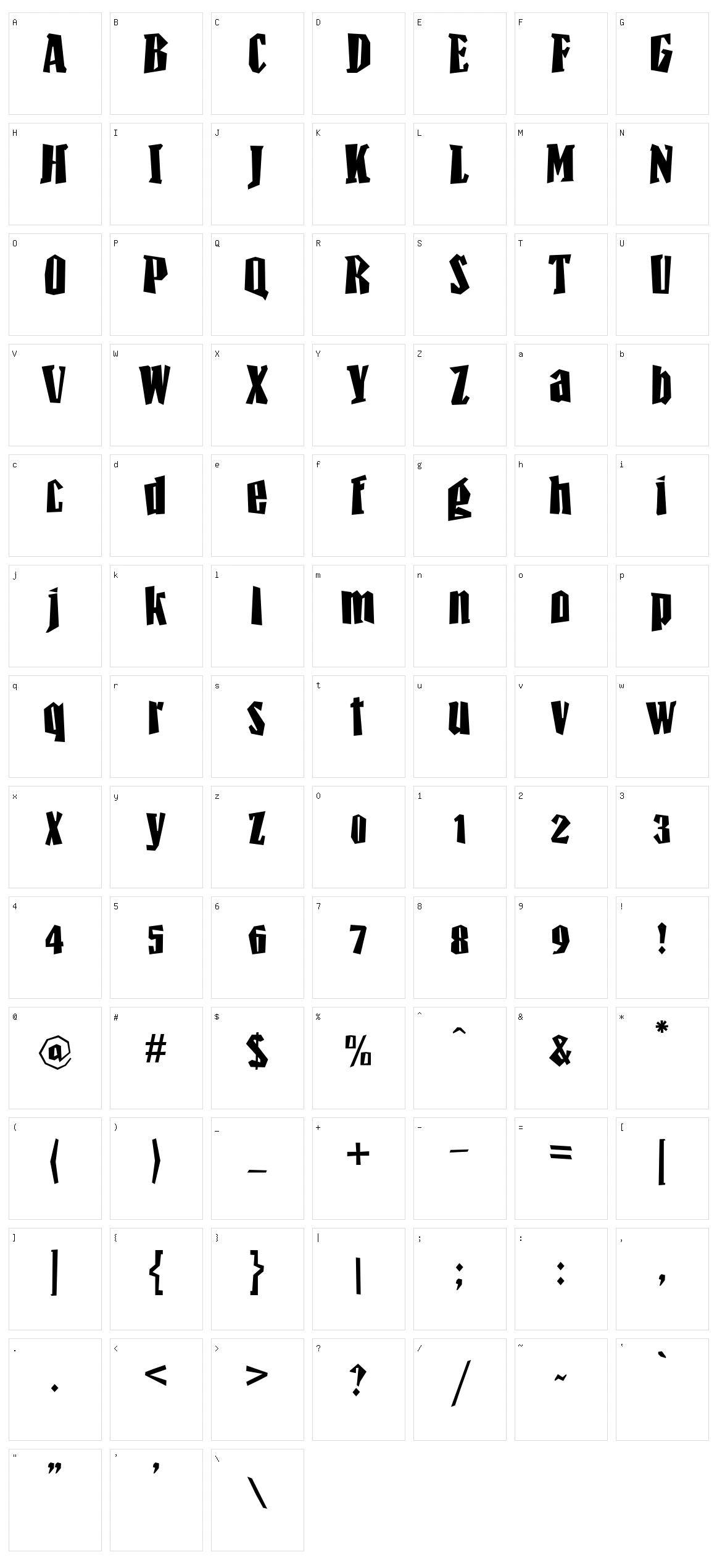 Paradiso Character Set