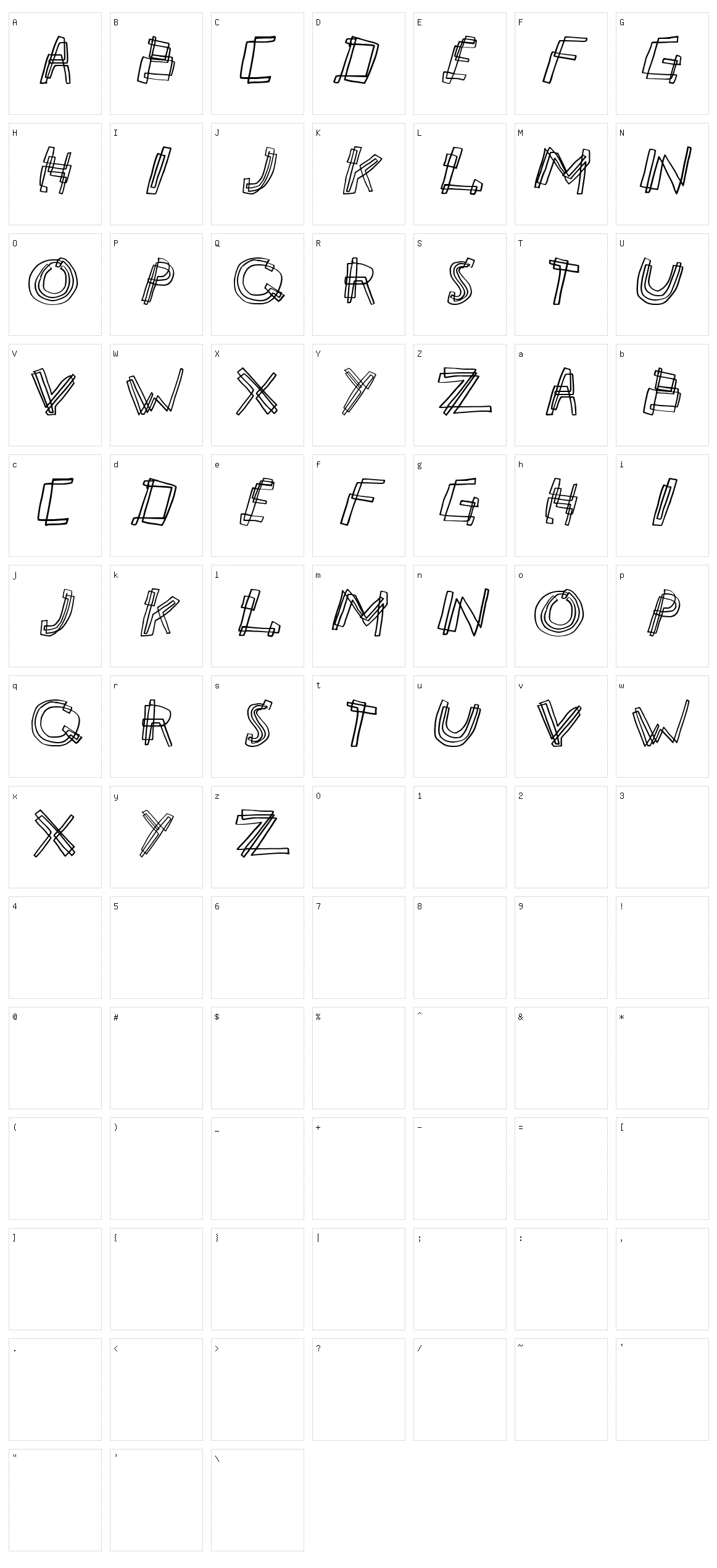 Partyline Character Set