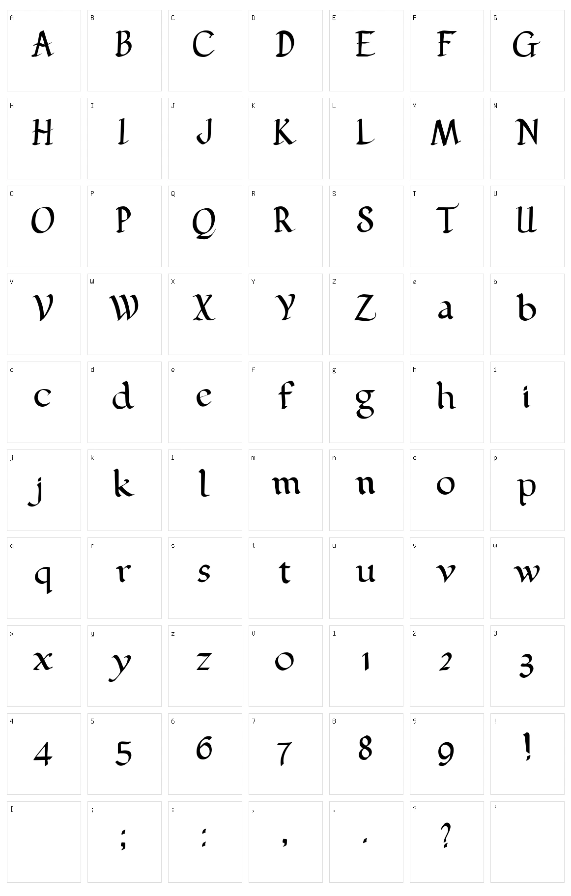 Pehuensito Character Set