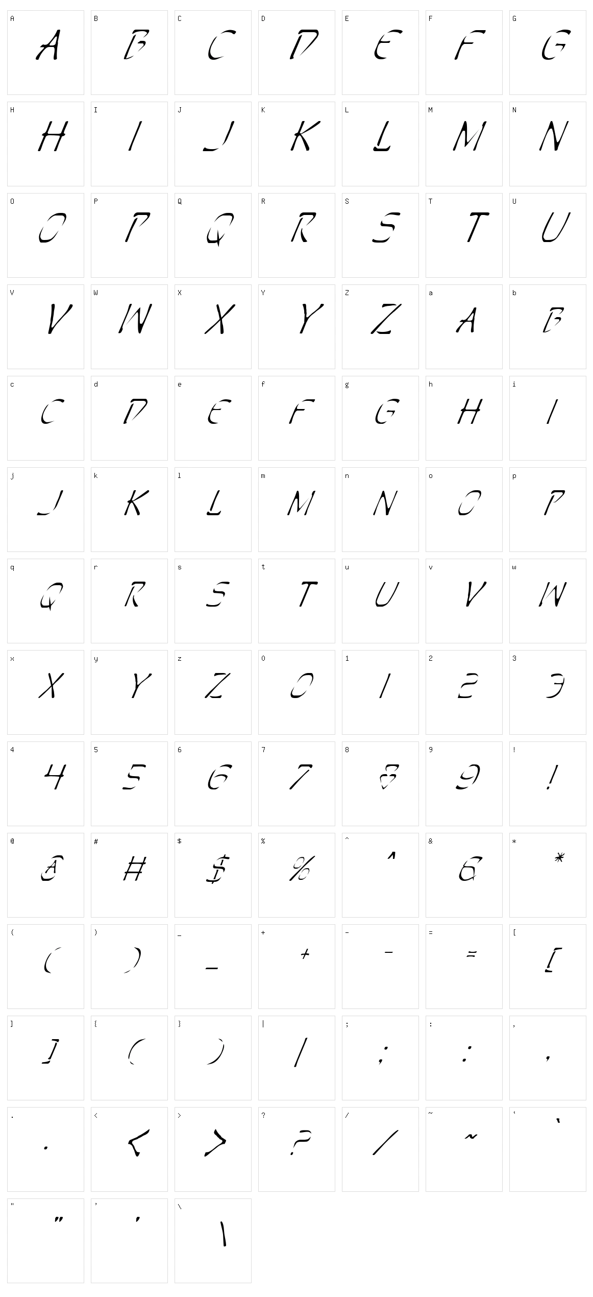 Perdition Character Set