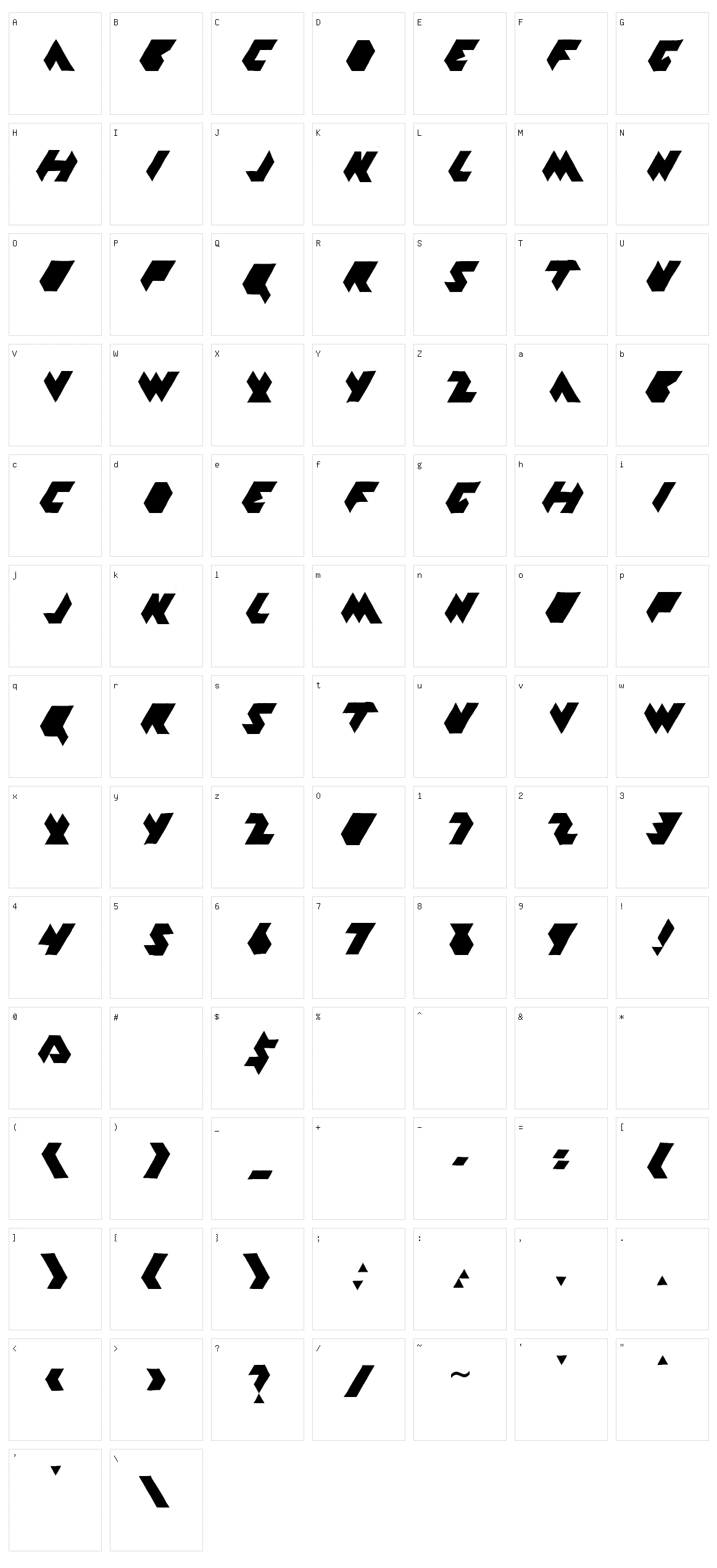 PGY Character Set