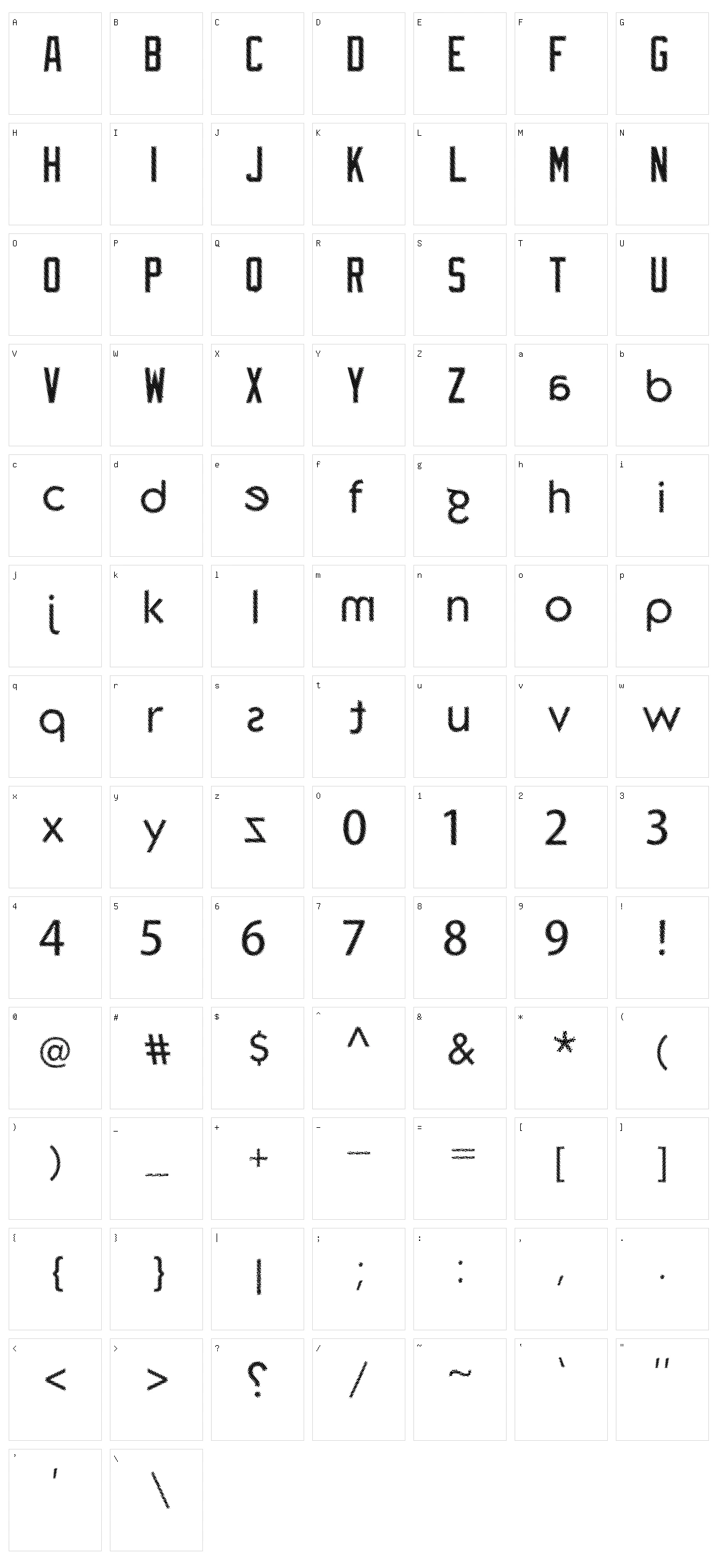 Piegusq Character Set