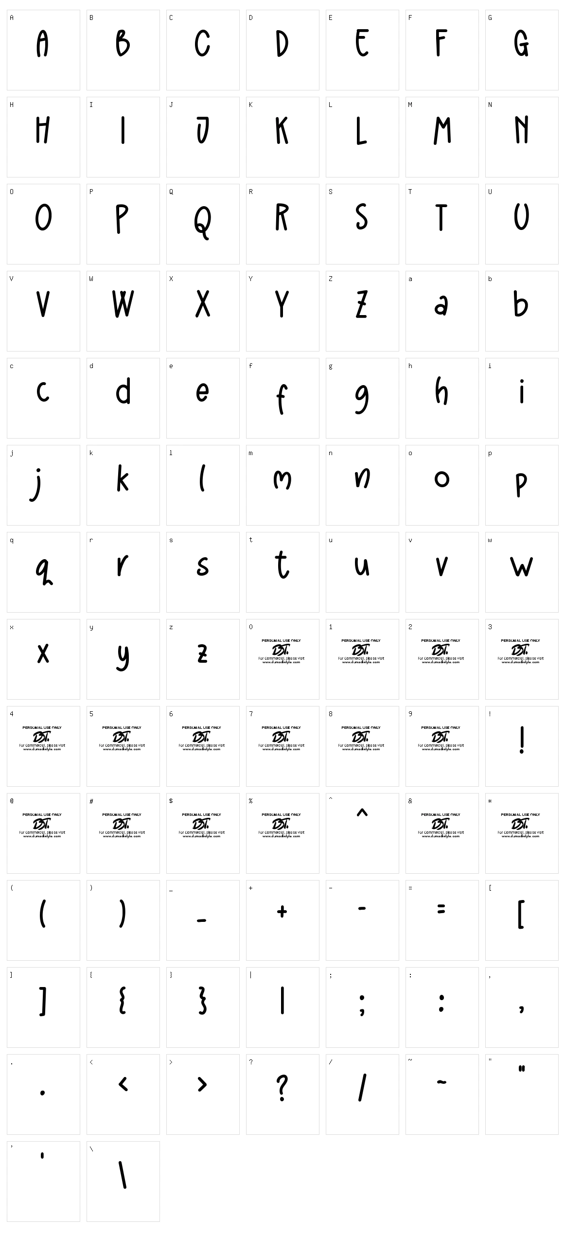 Pisangkeju Character Set