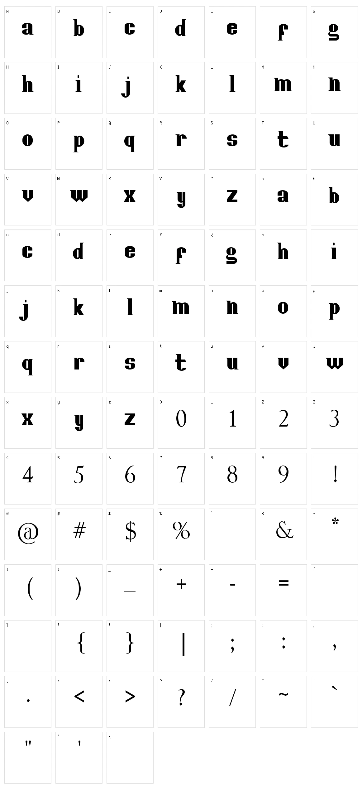 Posterfont Character Set