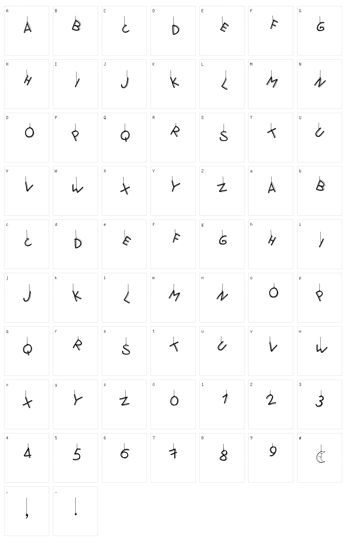 PW Fly me to the moon Character Set