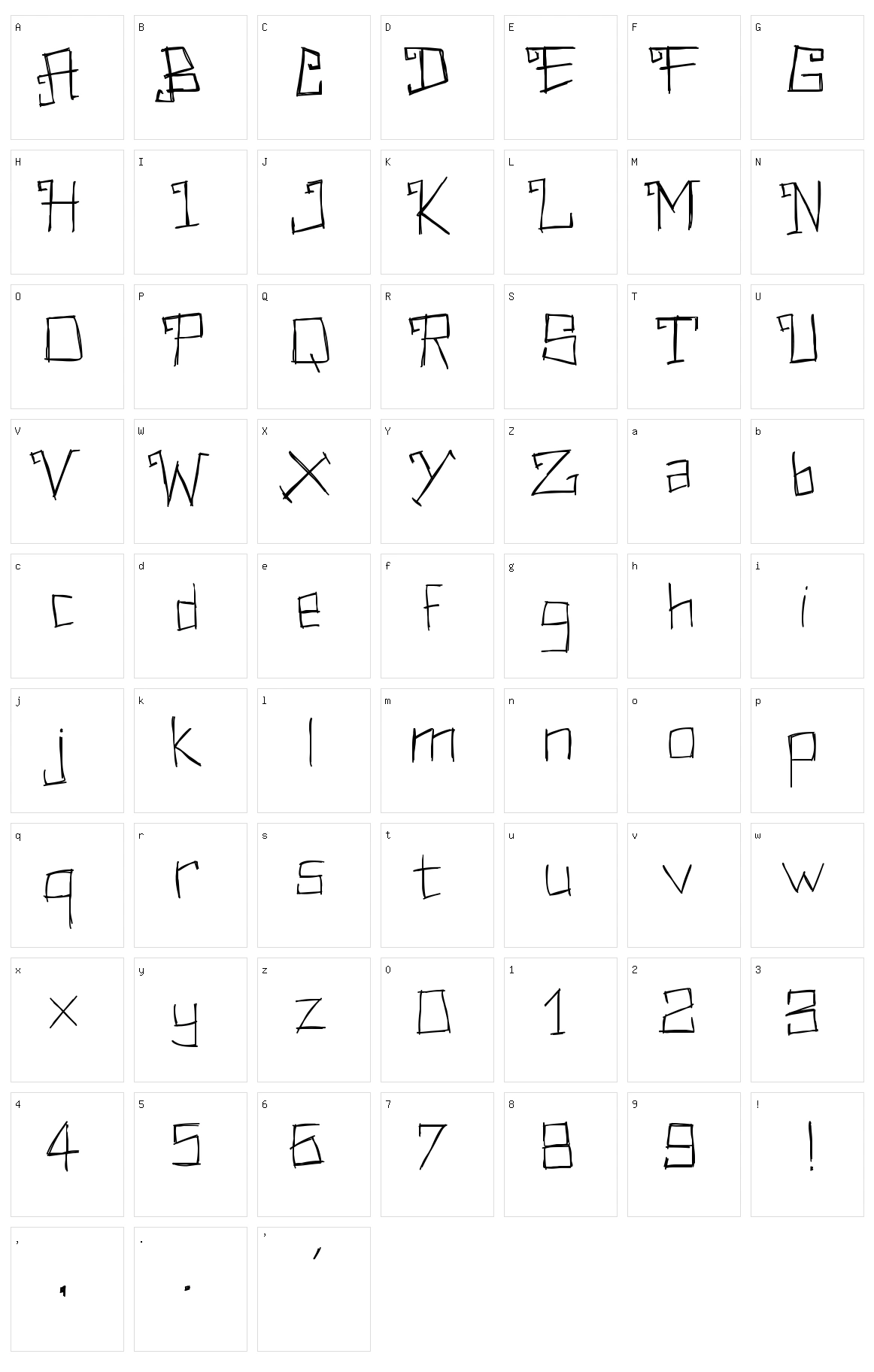 PW Rectangular Character Set