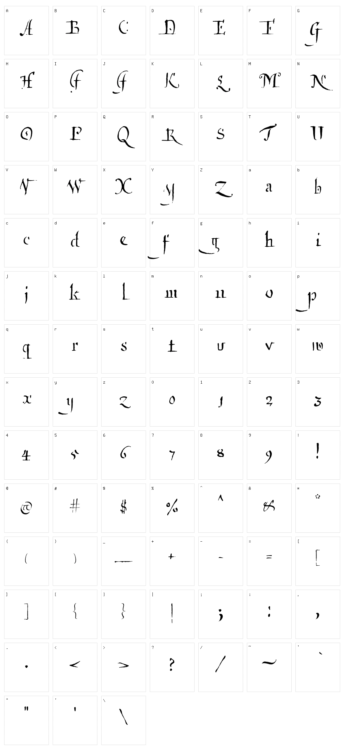 Qartagrafy Character Set