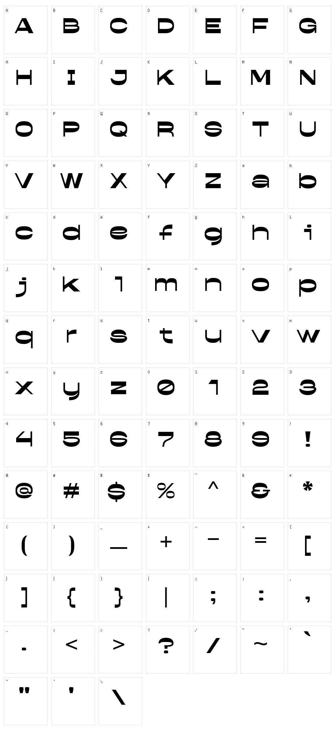 Quartro Character Set