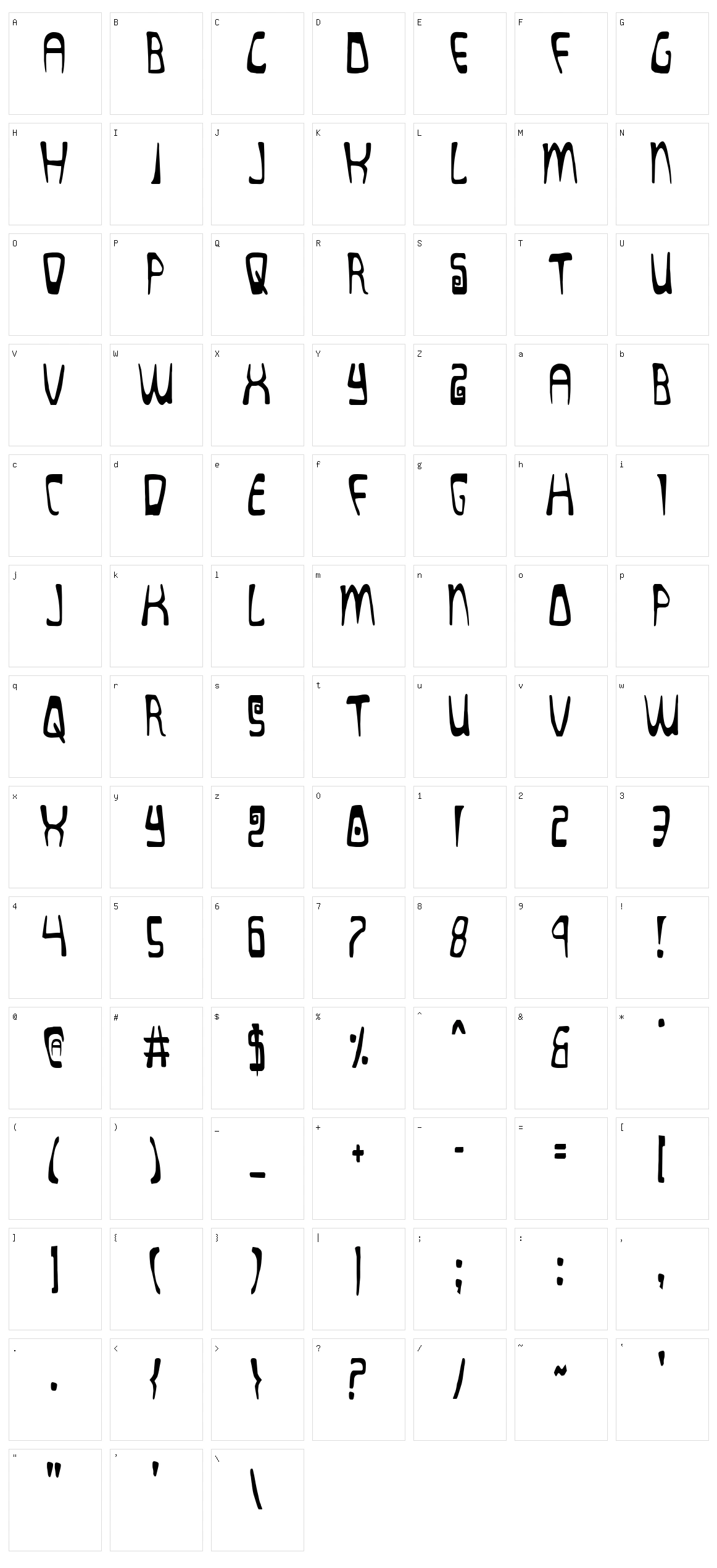 Quatl Character Set