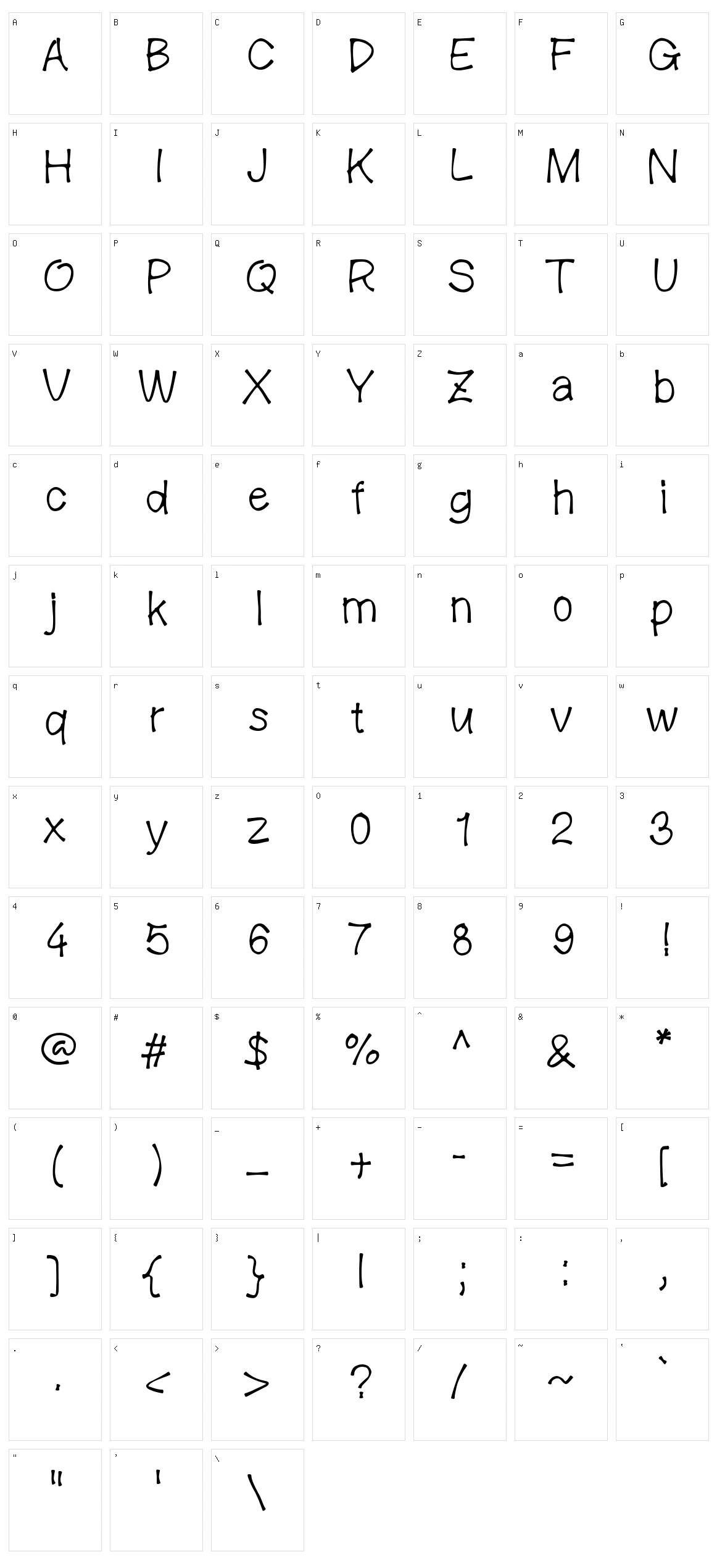 Quick Gram Character Set