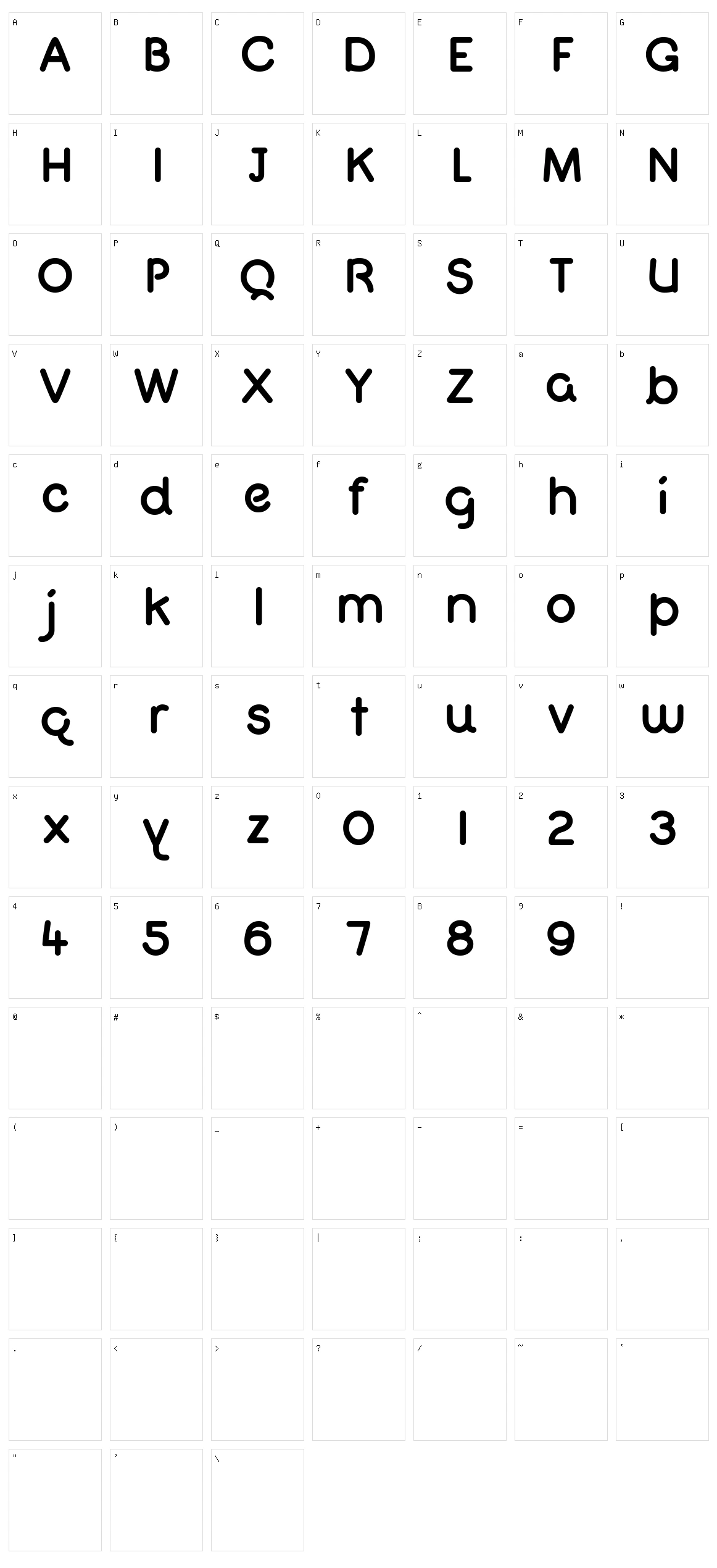 Quiglet Character Set