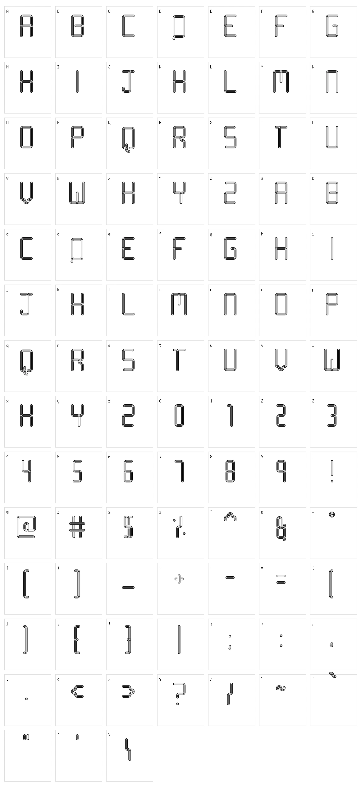 Racetrack Stencil Character Set