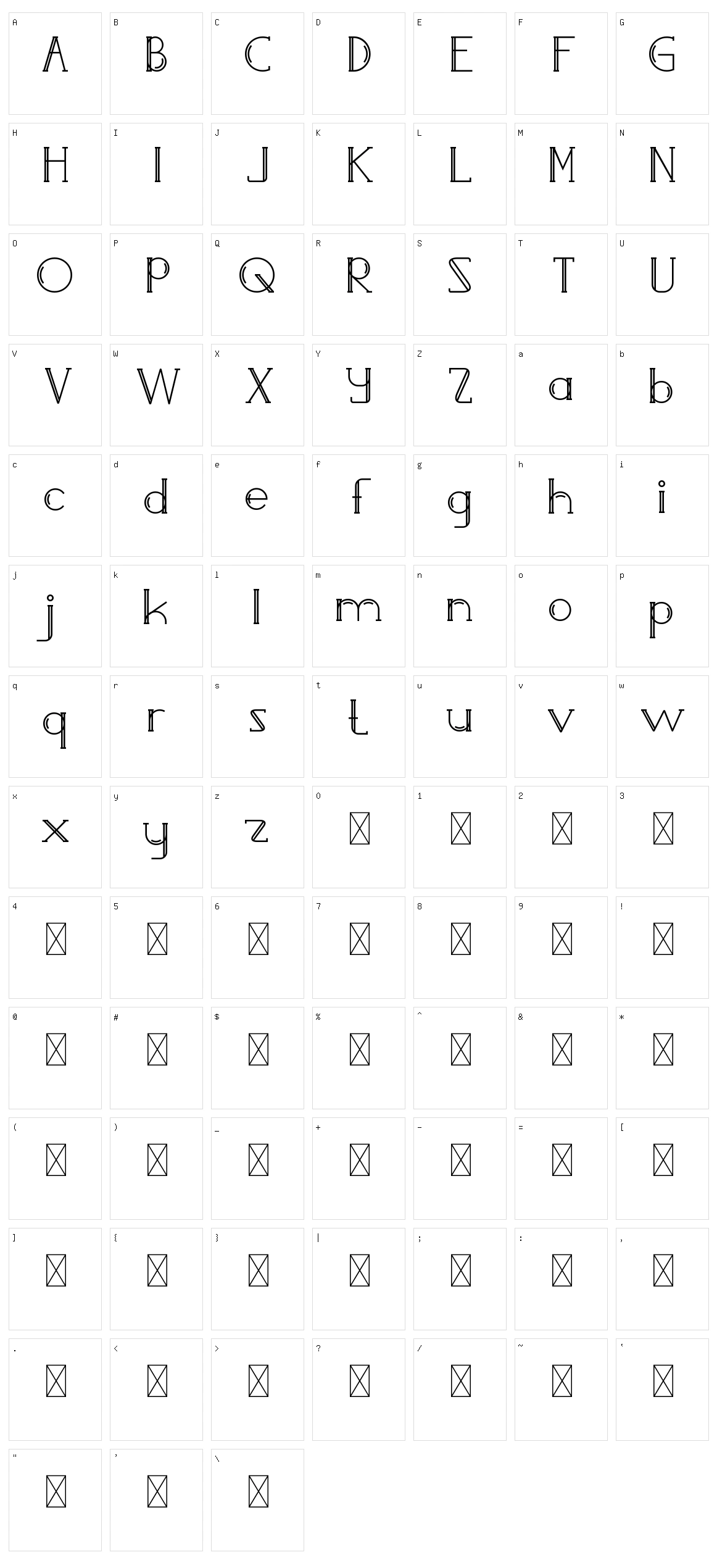 Rainray Serif Character Set