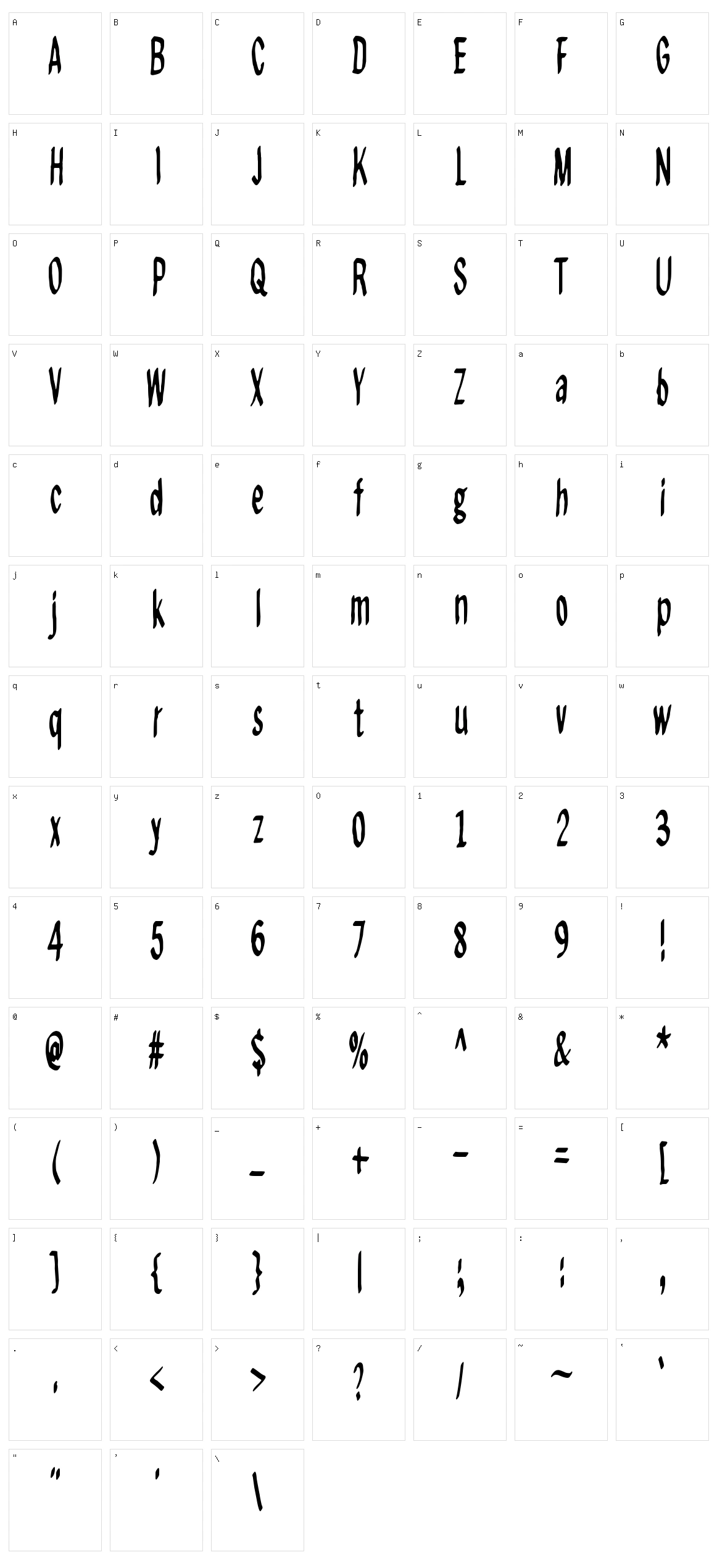 Regurgance Character Set