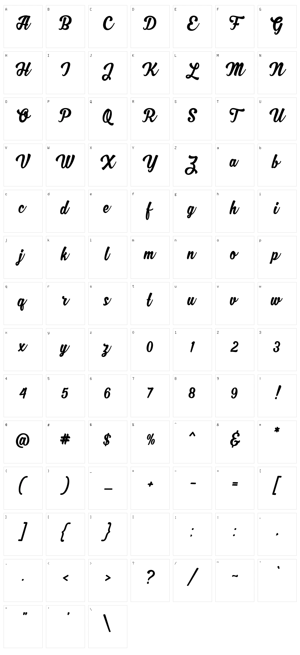 MJF Zhafira Character Set