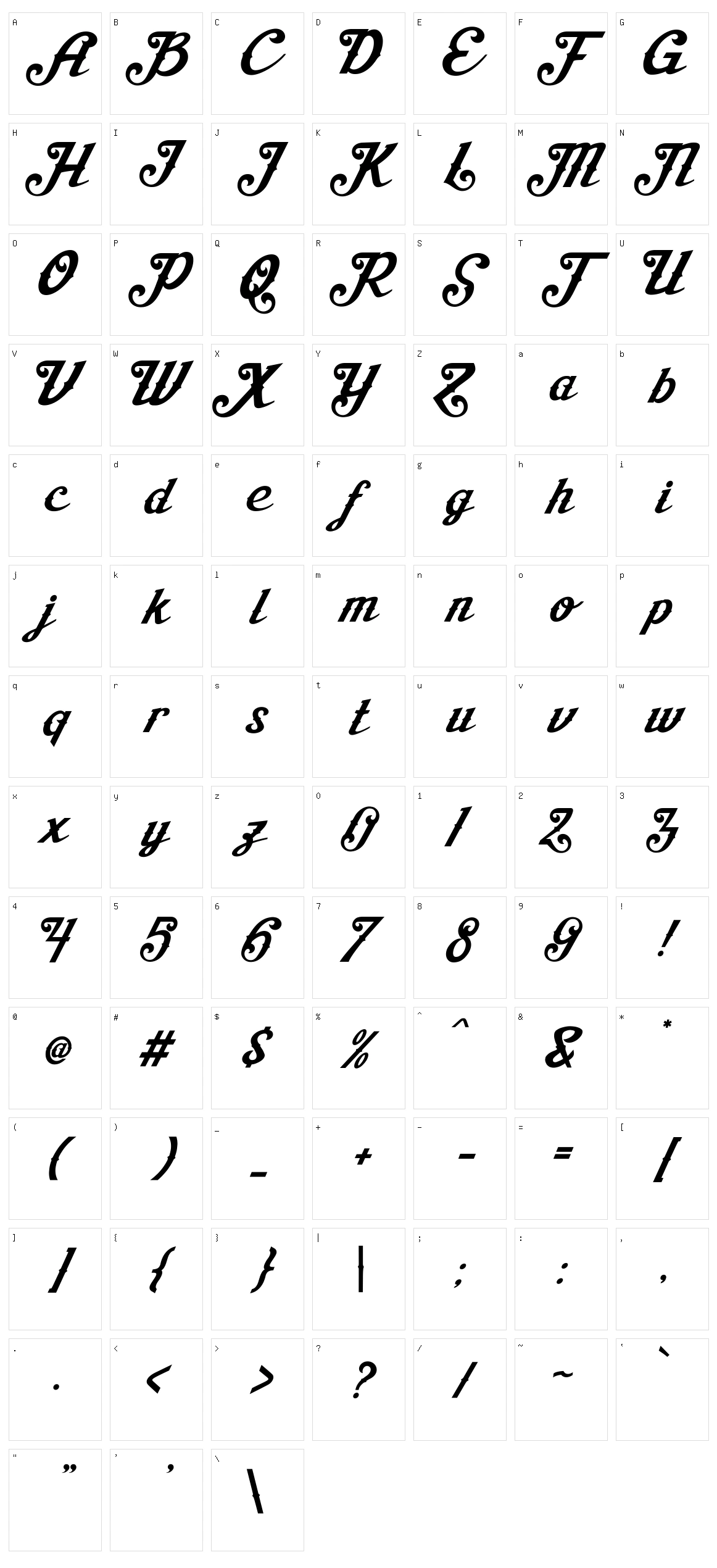 Aisha Script Character Set