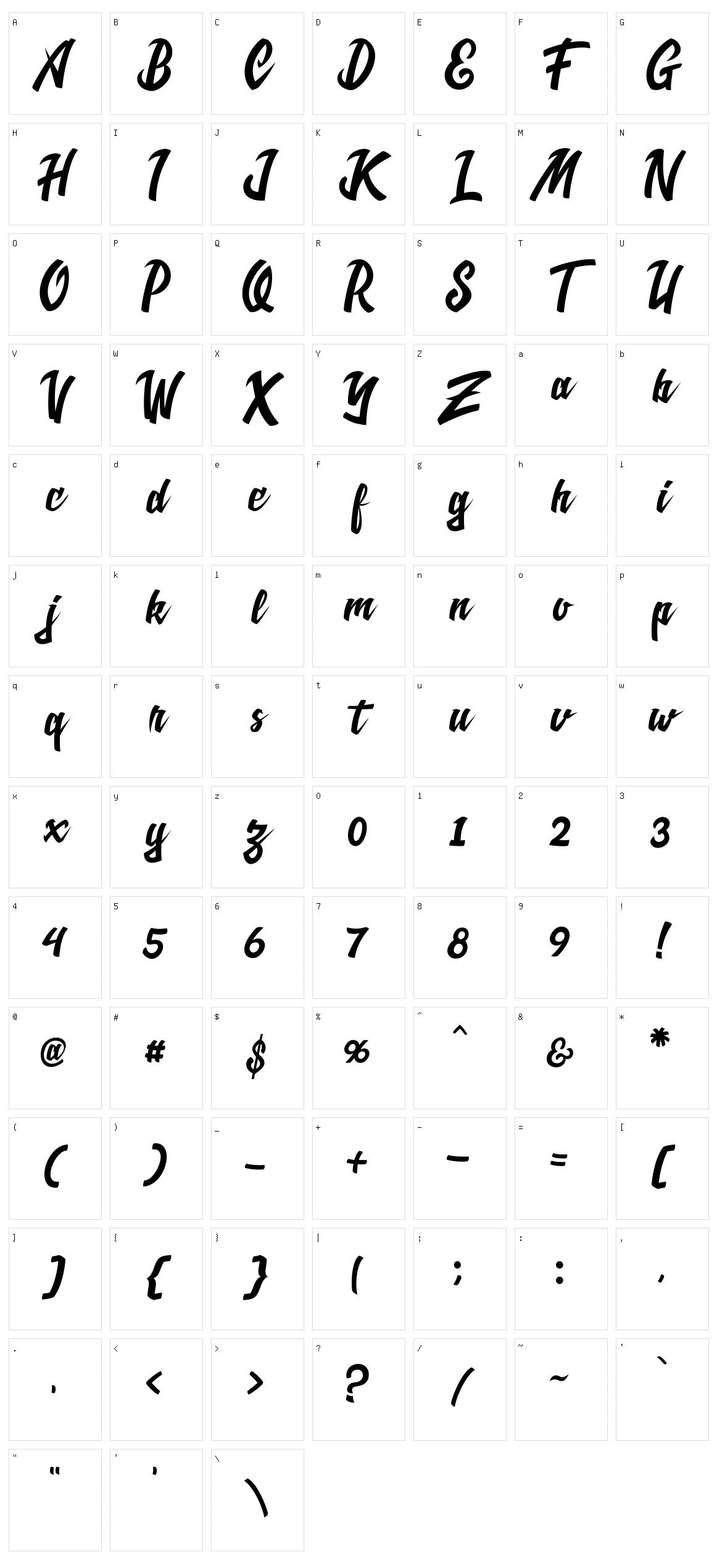 Cadass Script Character Set
