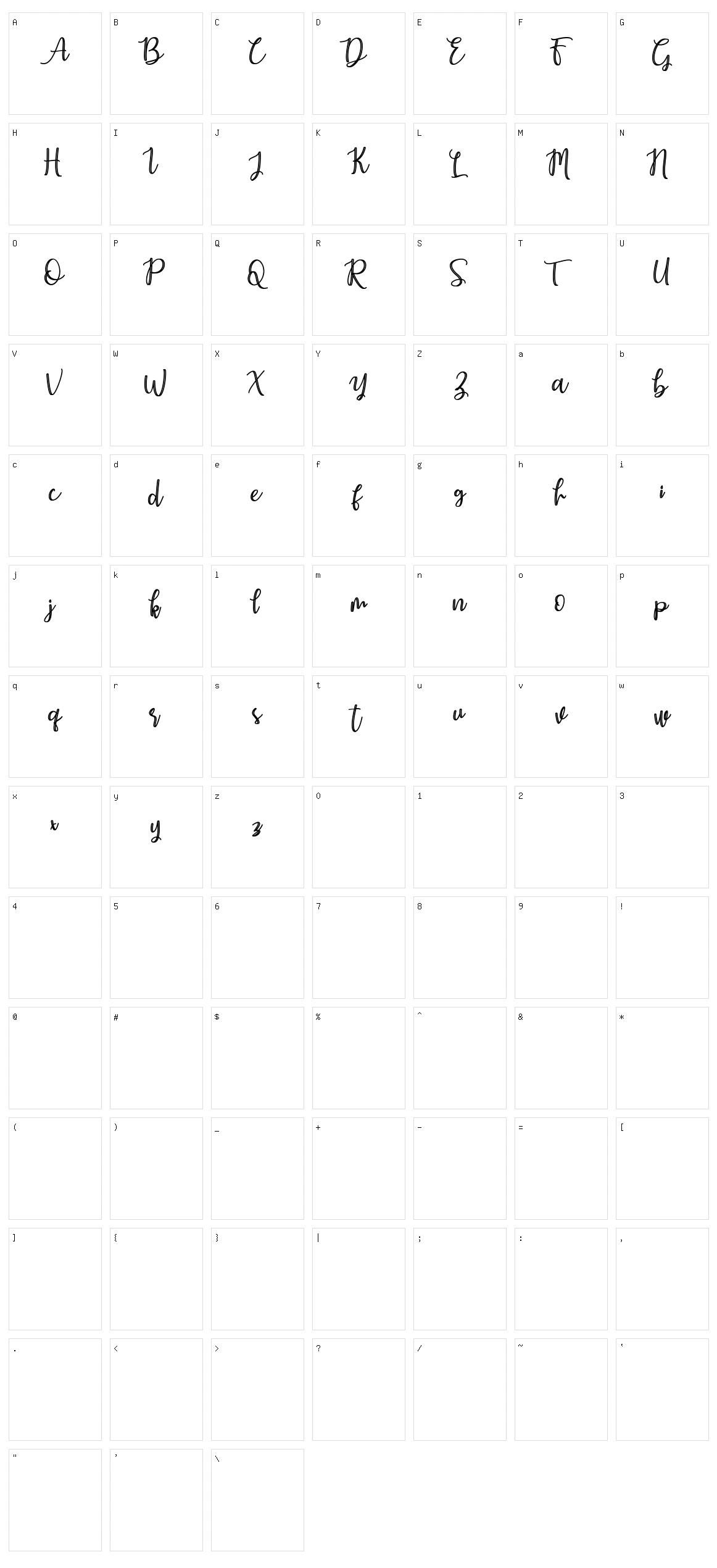 Earcy Night Character Set