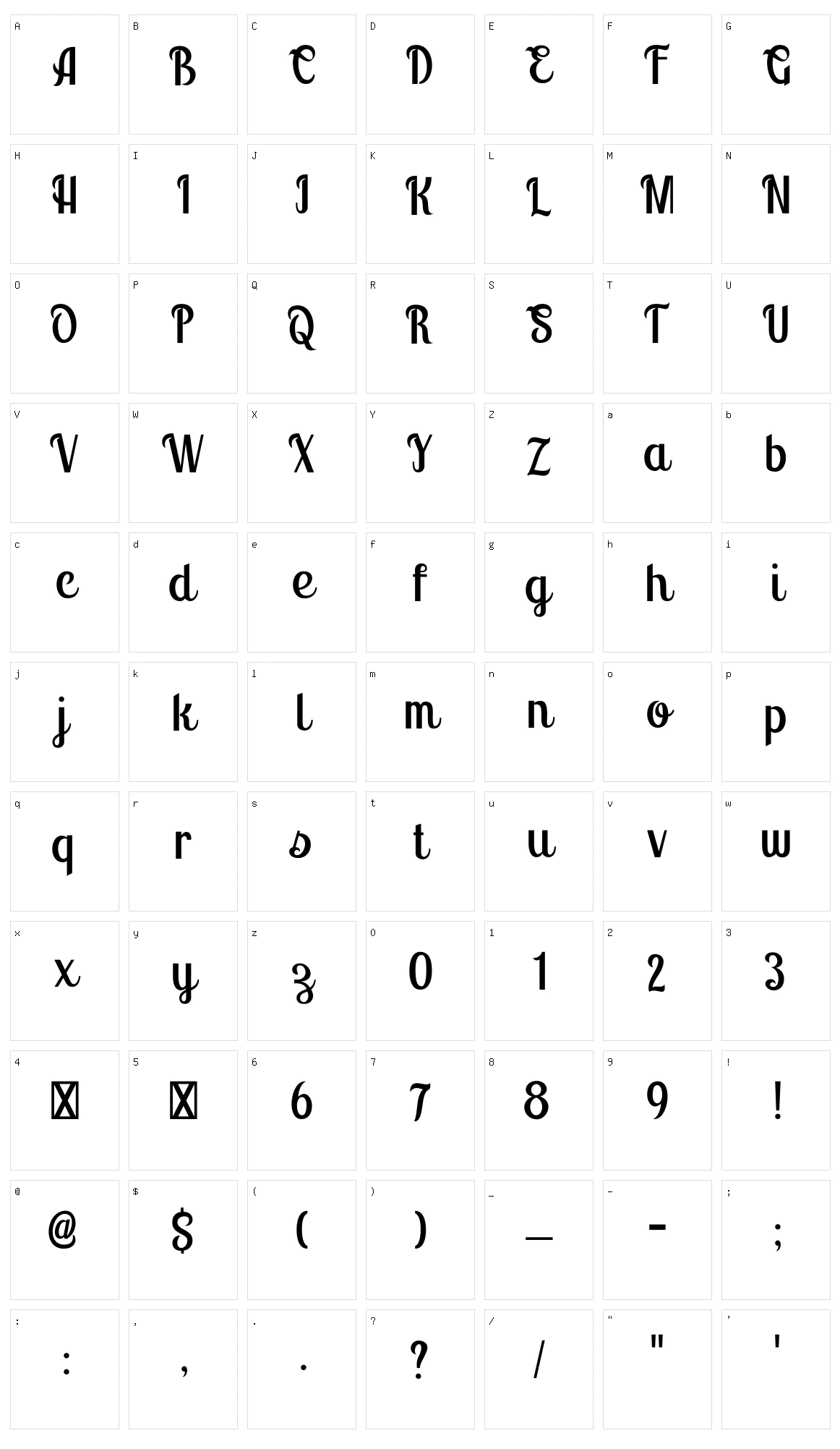 Montello Character Set