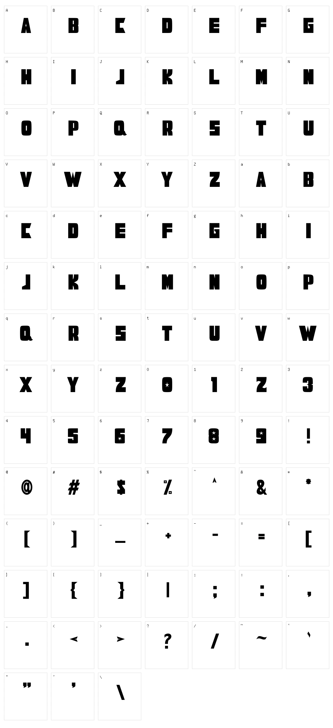 Rodrup Character Set