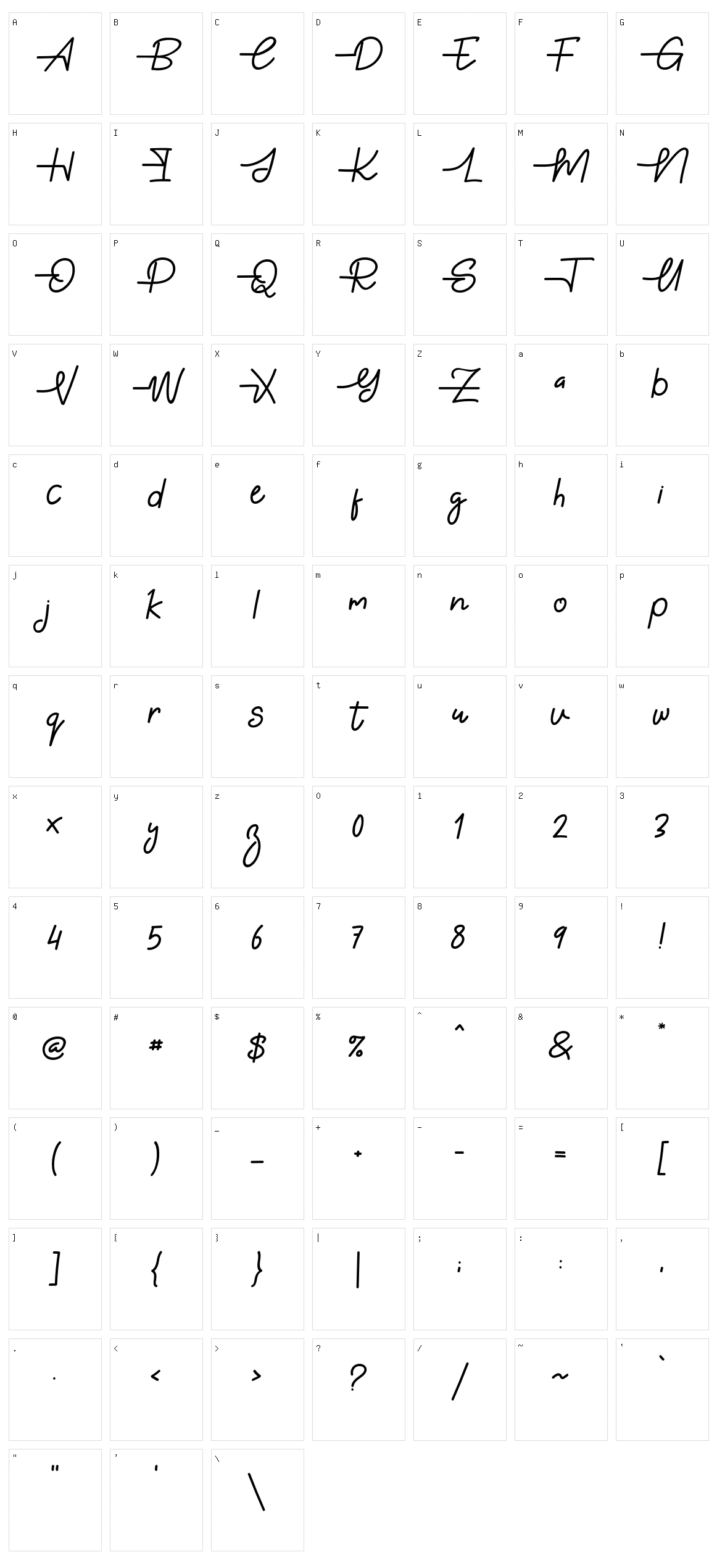 Gabuek Script Character Set