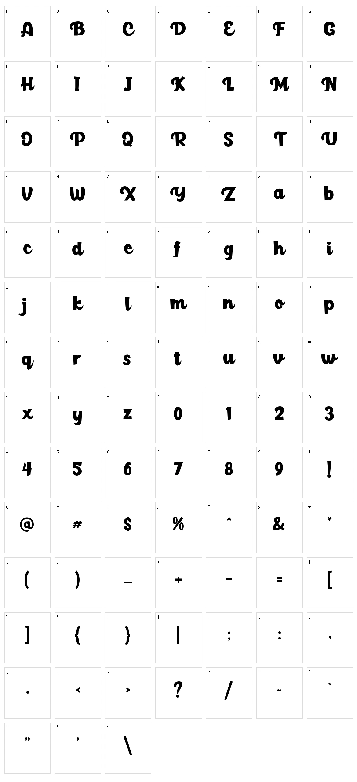 Paladise Script Character Set