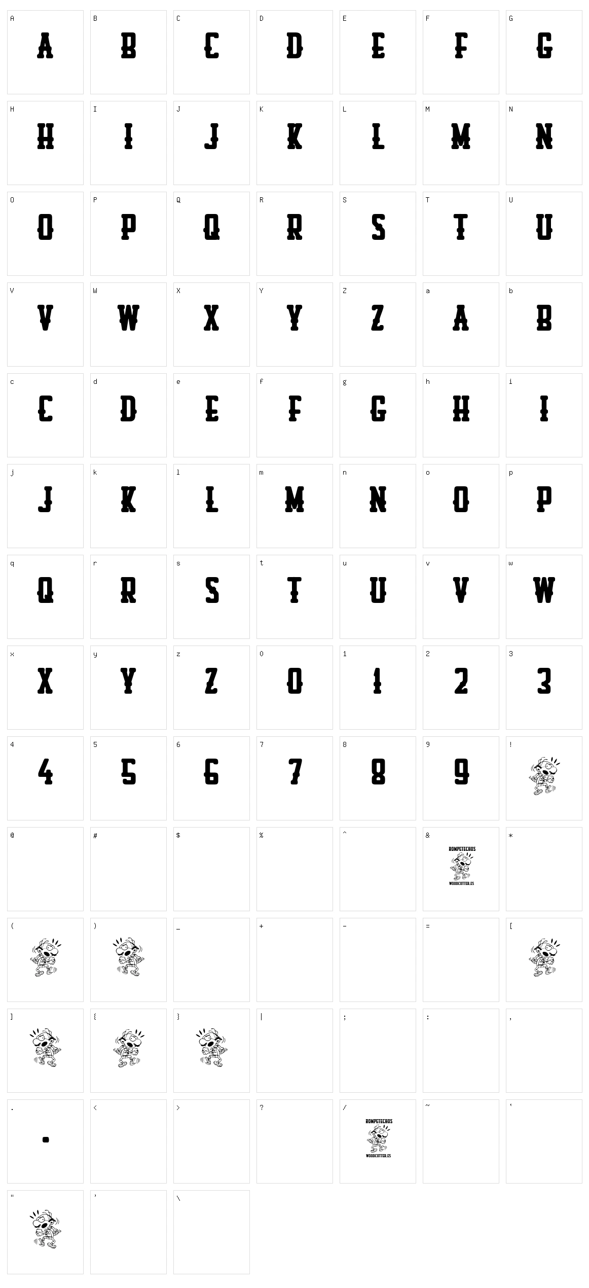 Rompetechos Character Set