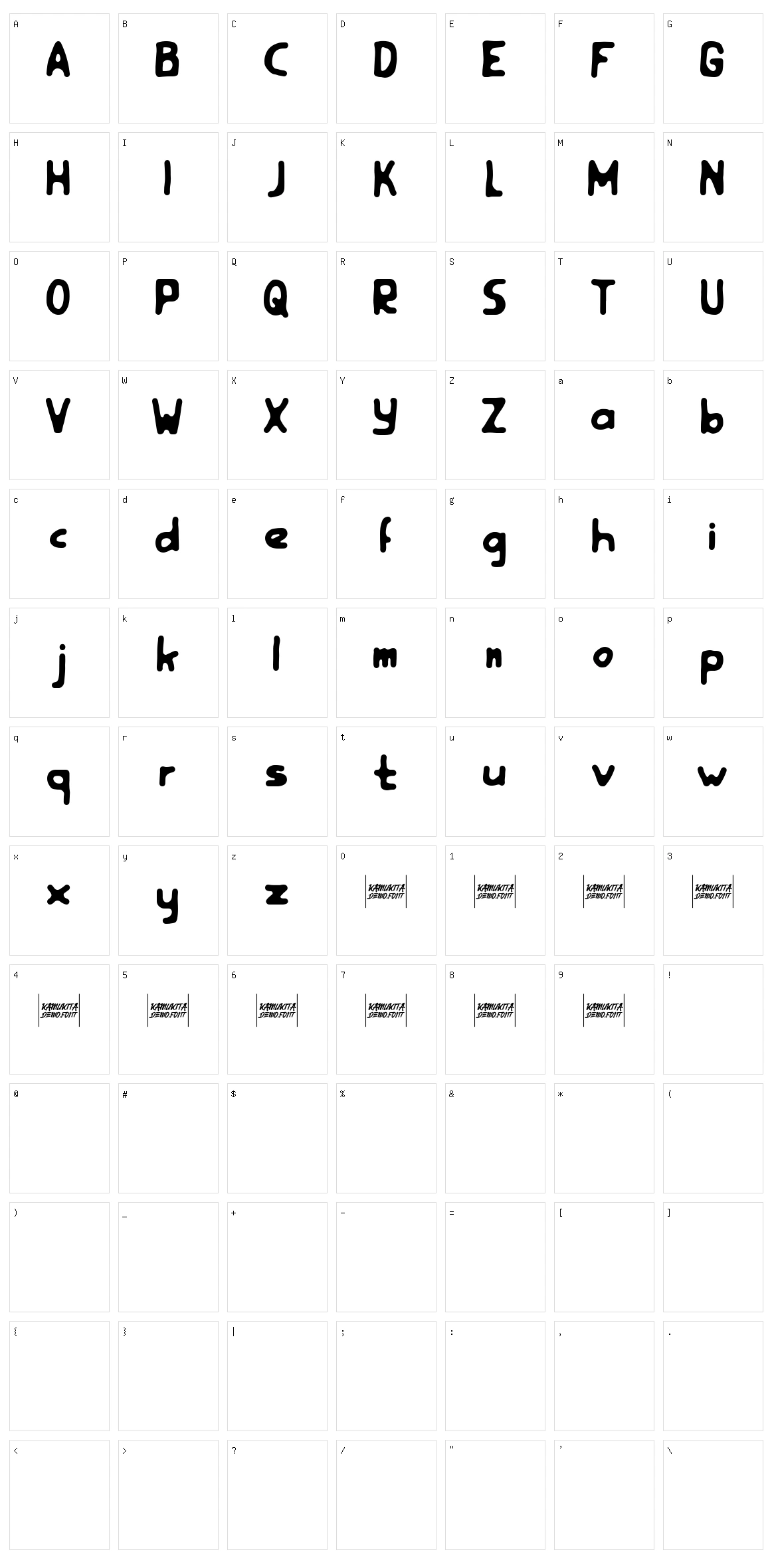 Rootfear Character Set