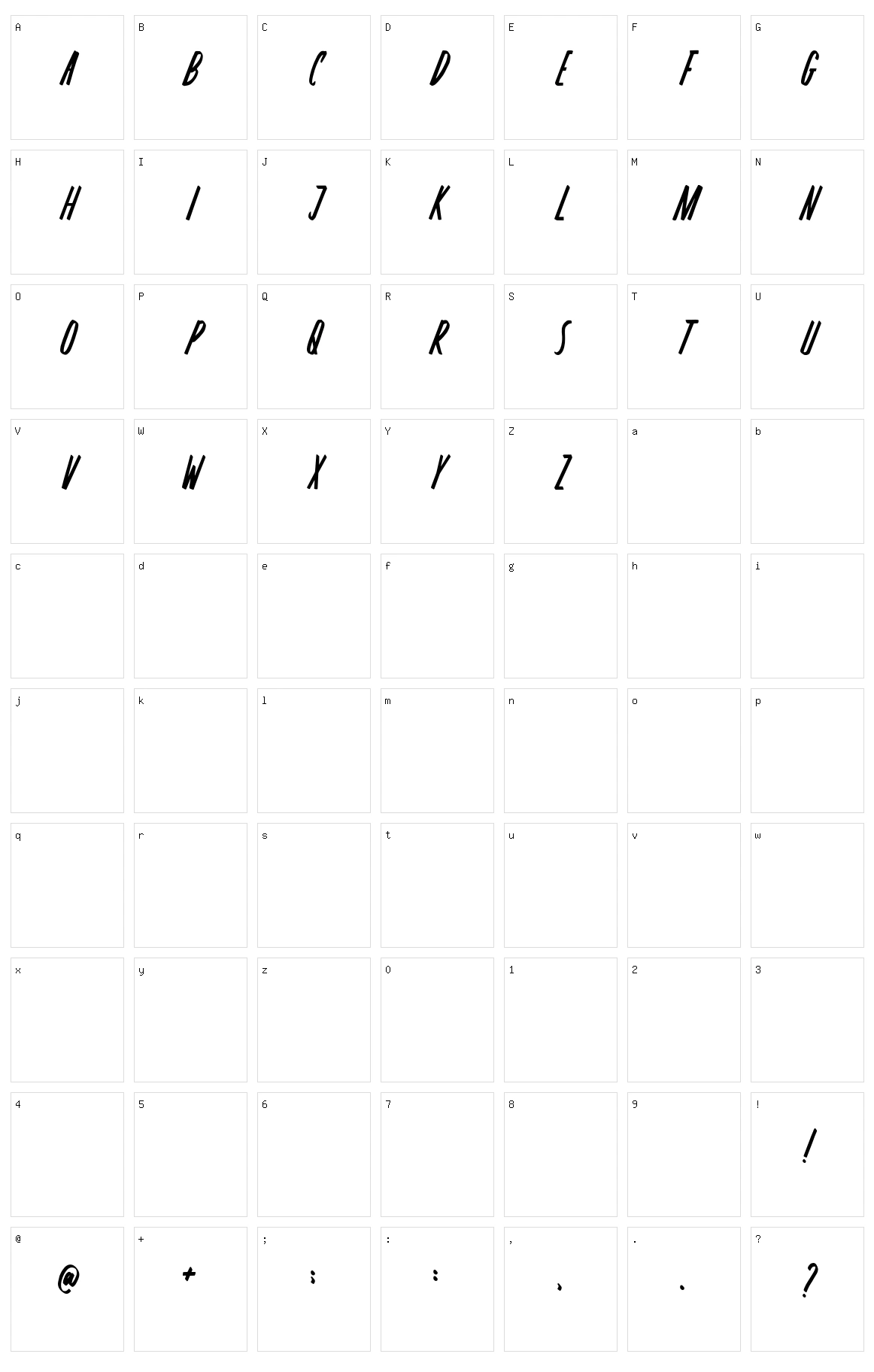 Rosterica Character Set