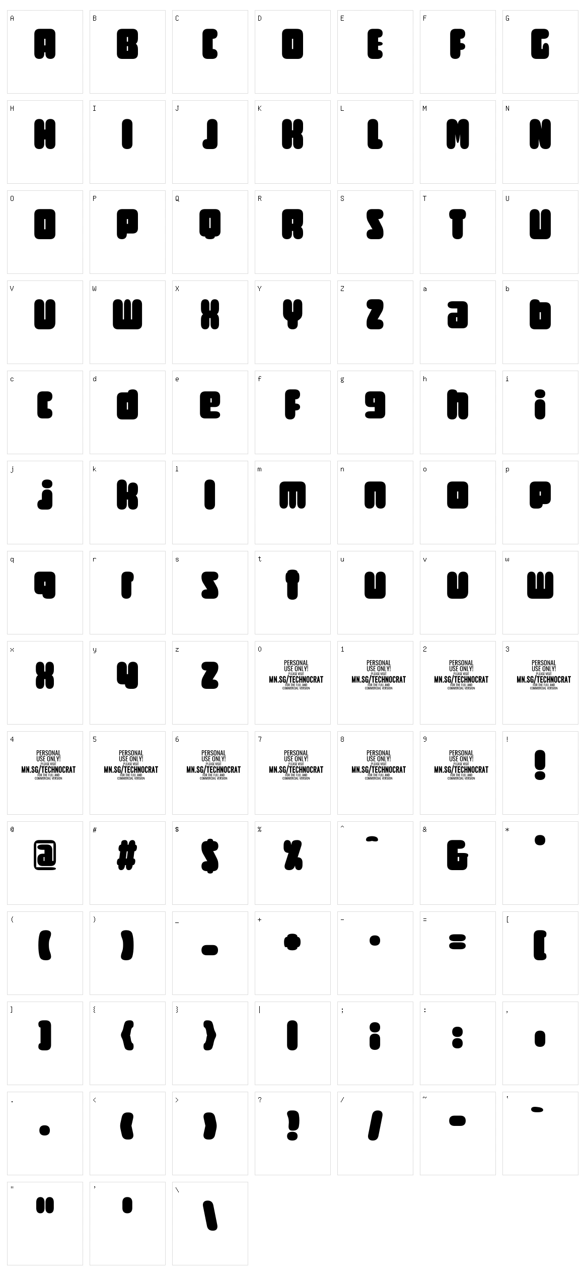 Round Technocrat Character Set