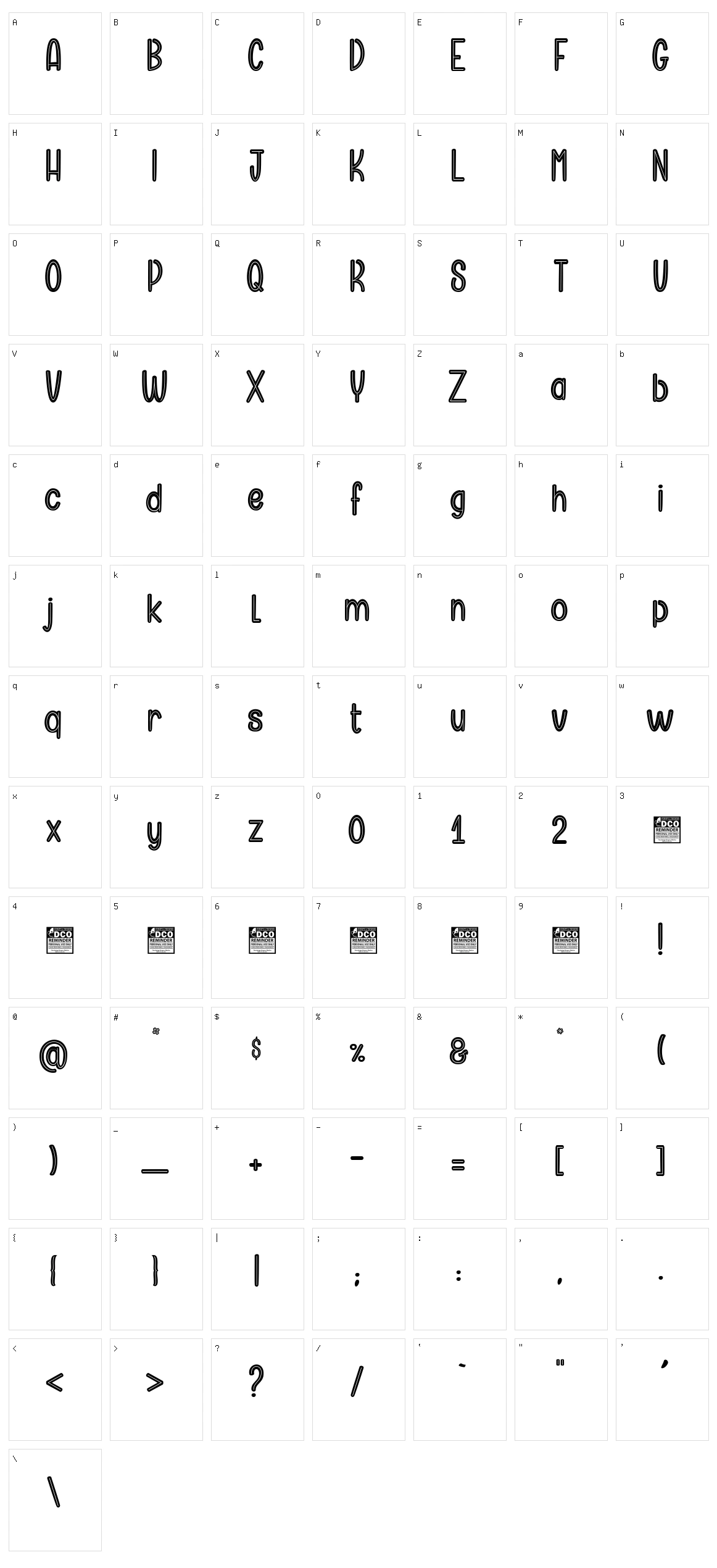 Rubbers Character Set