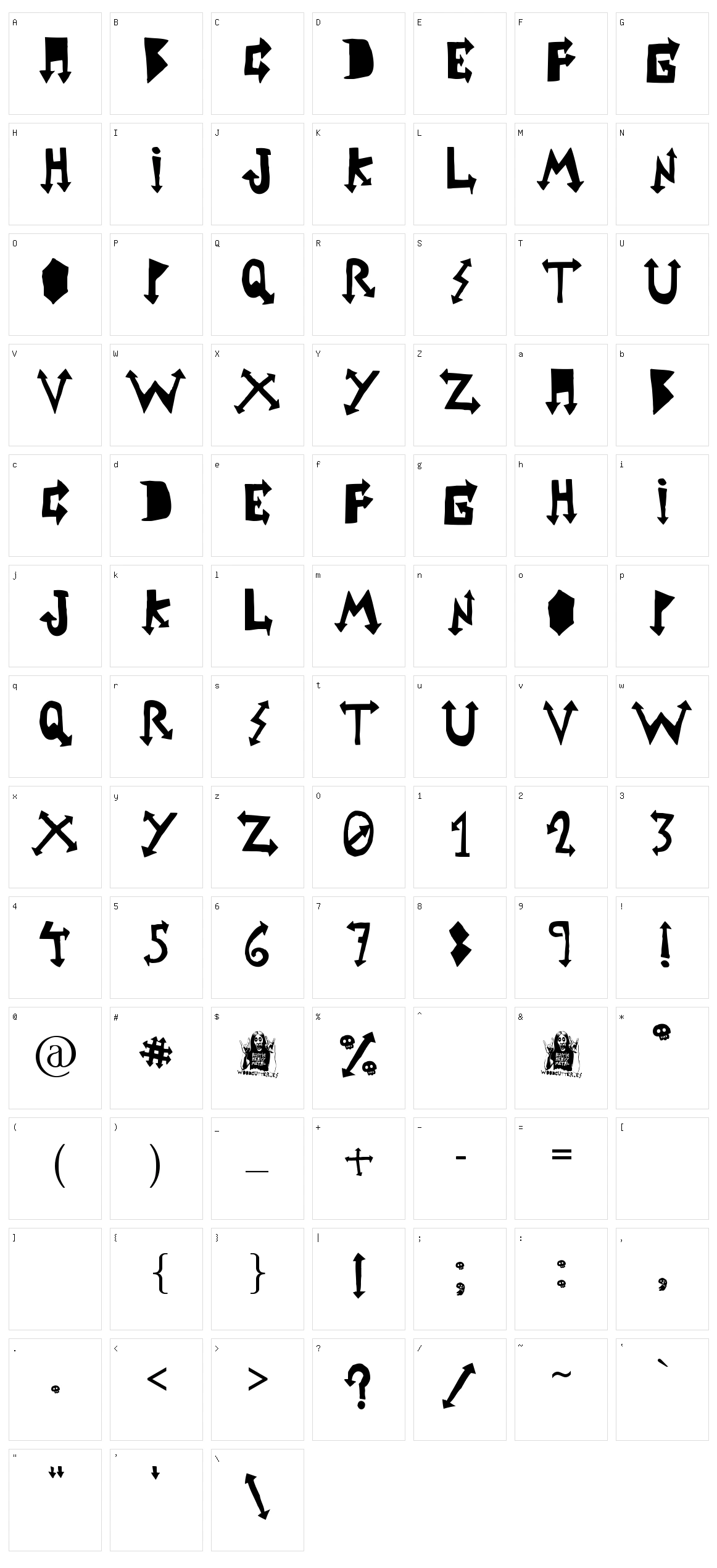 Rustic Heavy Metal Character Set