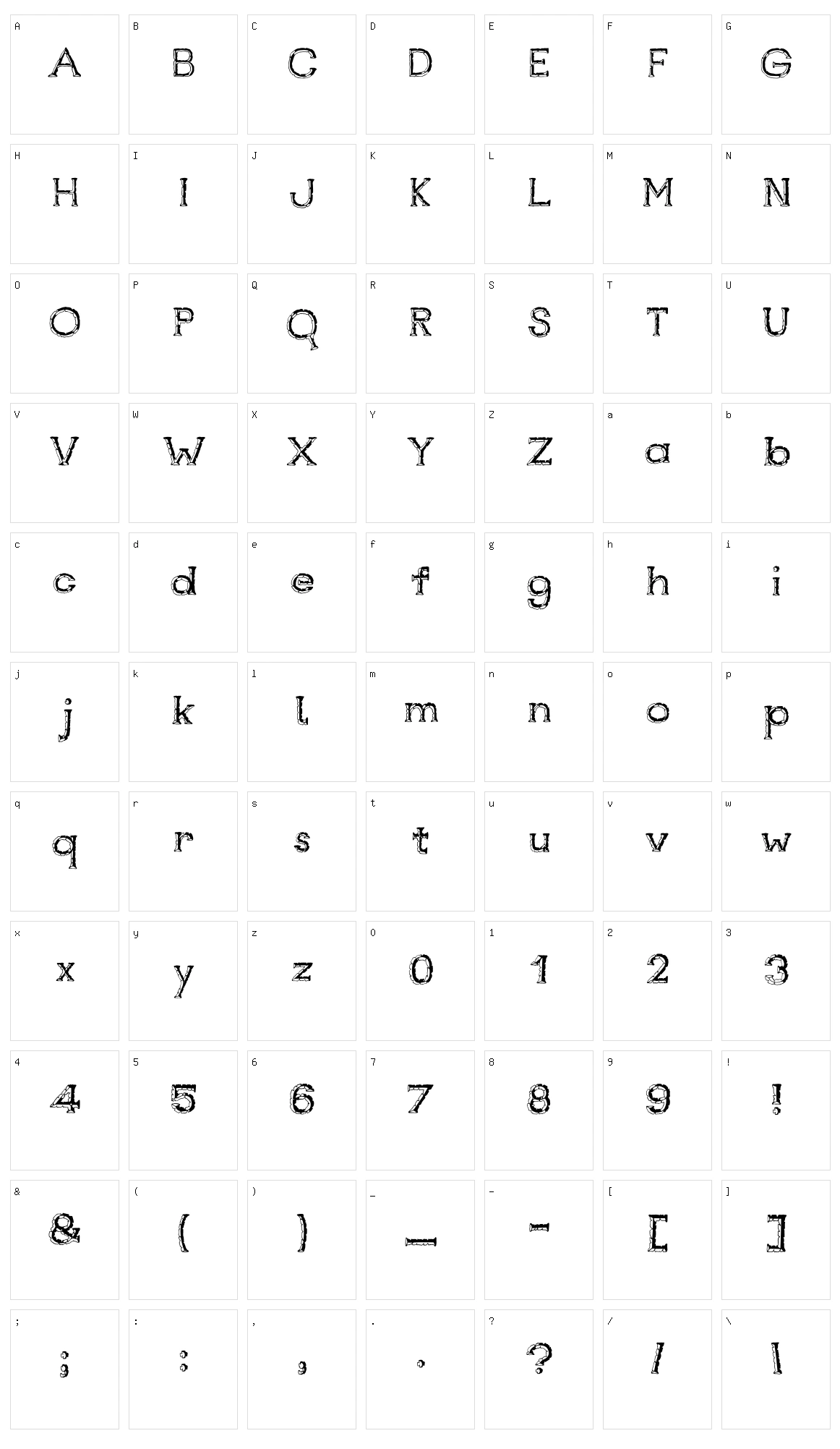 Rustswords Character Set