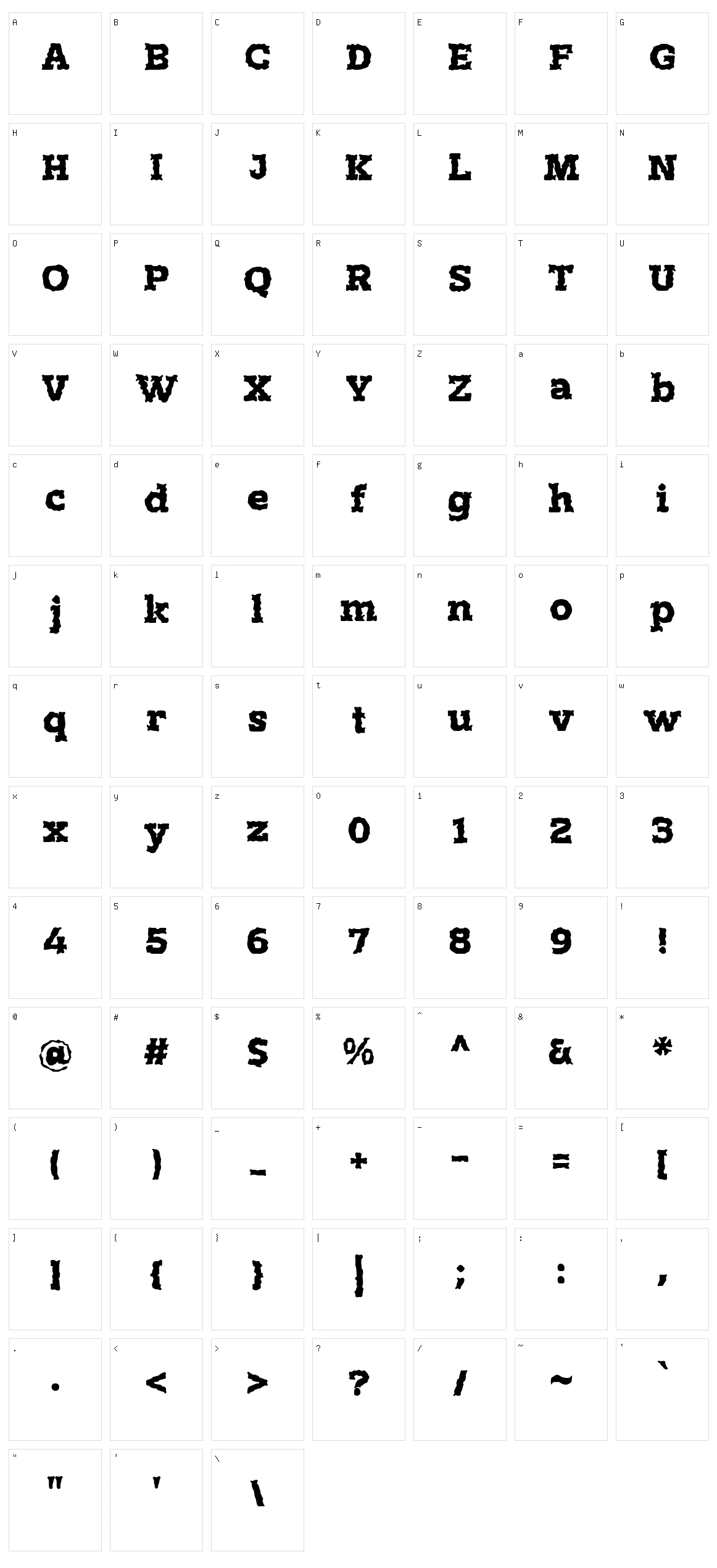 Rusty Plate Character Set