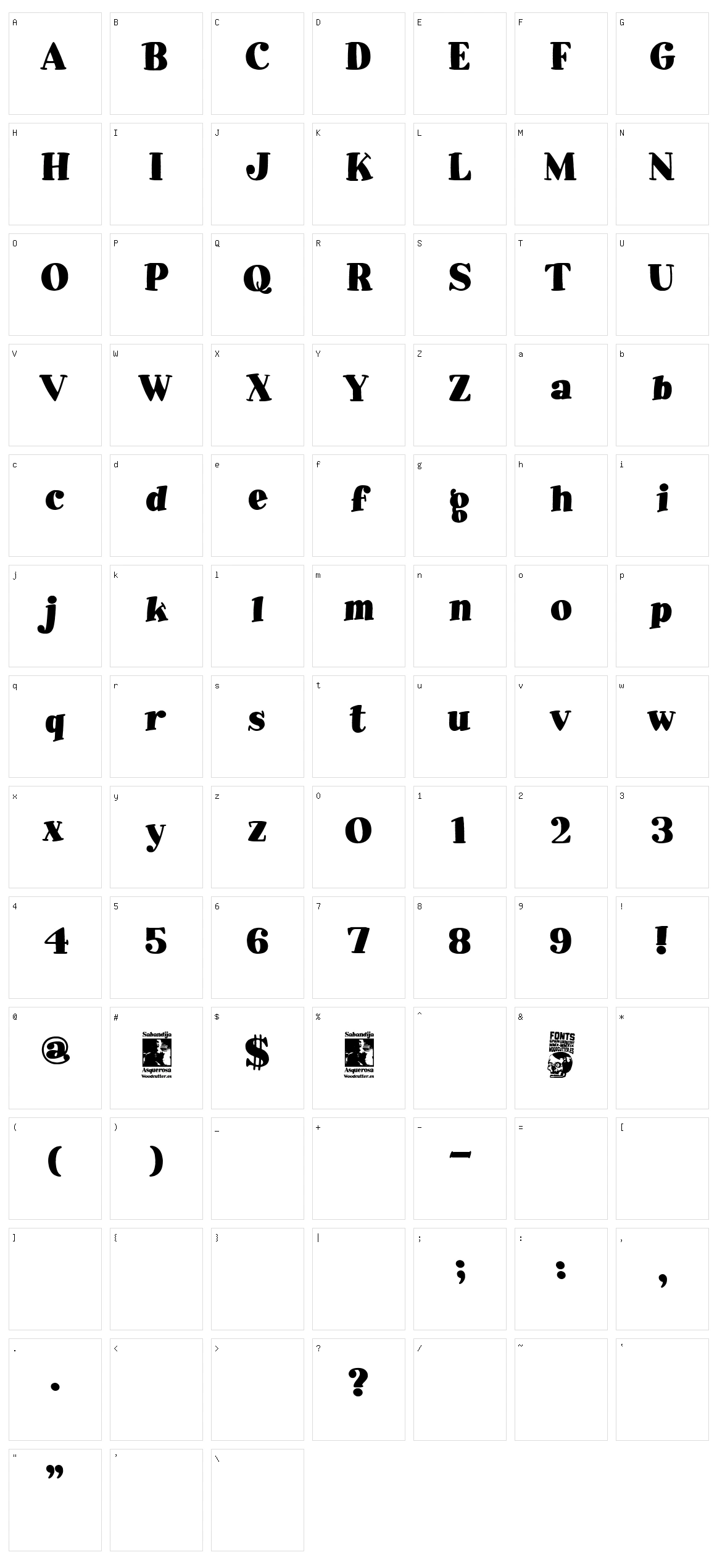 Sabandija Asquerosa Character Set
