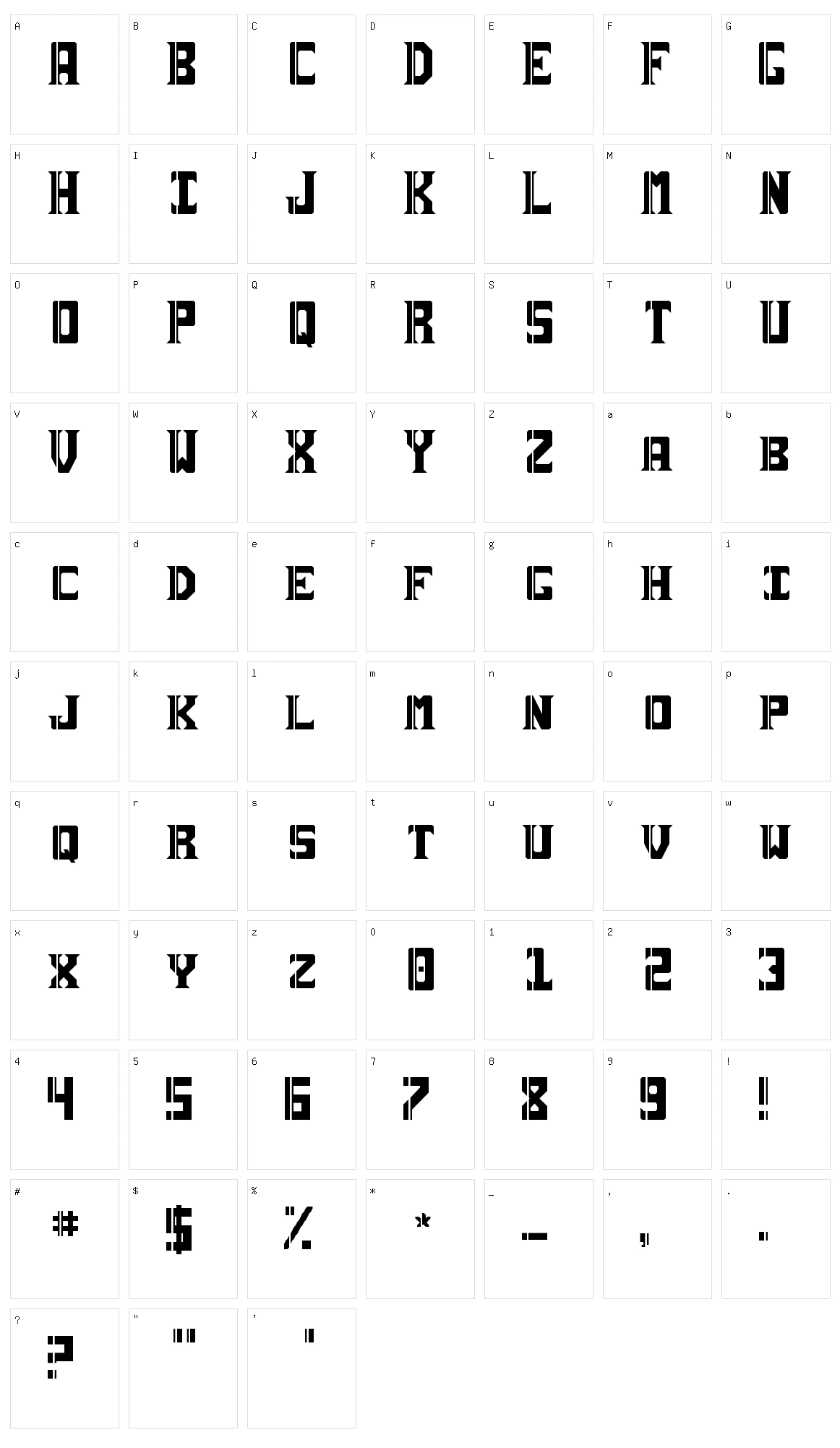 Sai19 Serif Character Set