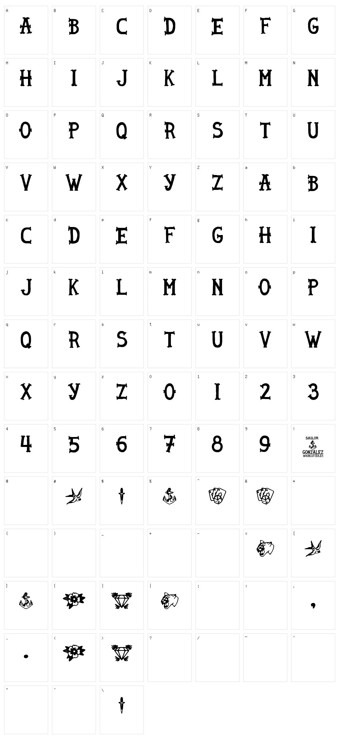 Sailor Gonzalez Character Set