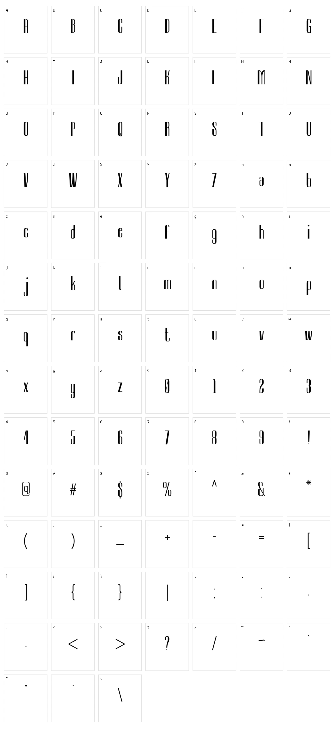 Sambeltigo Character Set